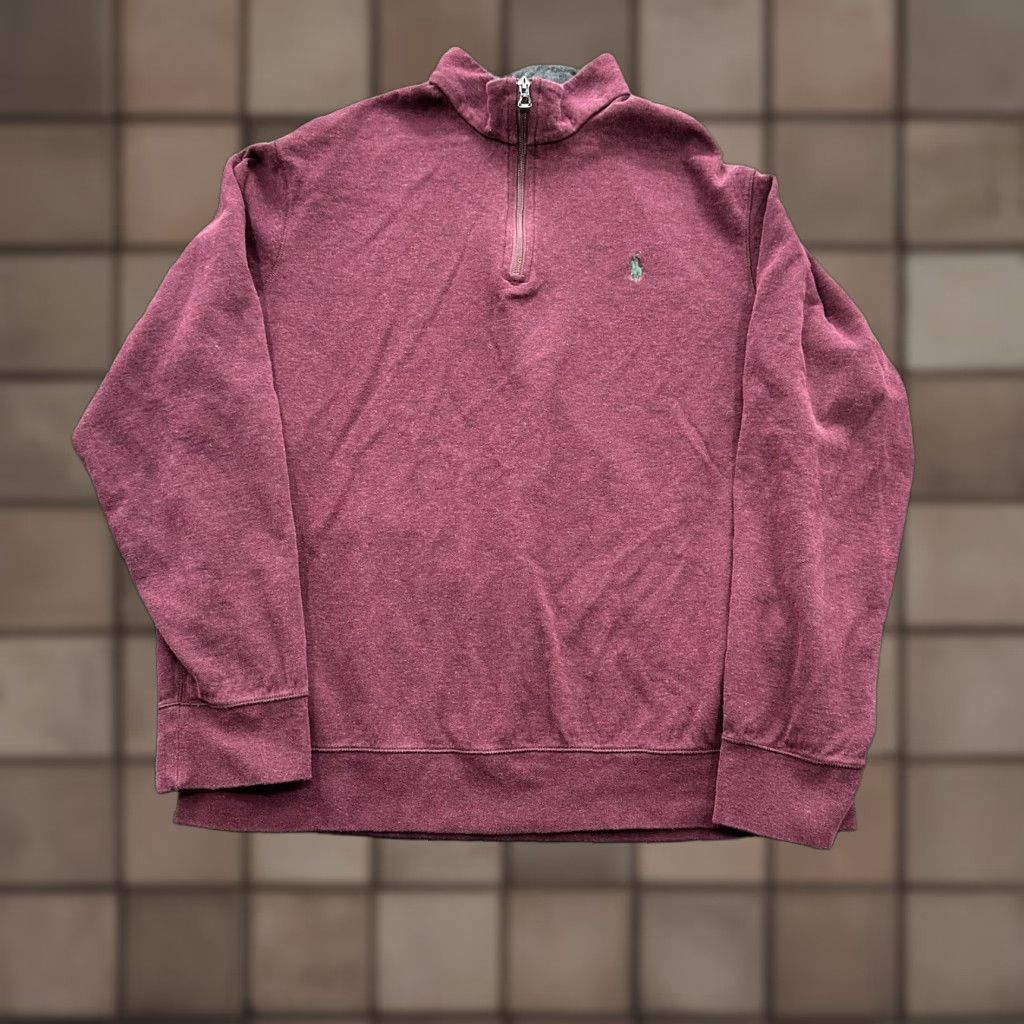 Ralph Lauren Ralph Lauren Polo Quarter Zip Sweater Men XL Burgundy Cotton Preppy Golfing Size US XL / EU 56 / 4 - 1 Thumbnail