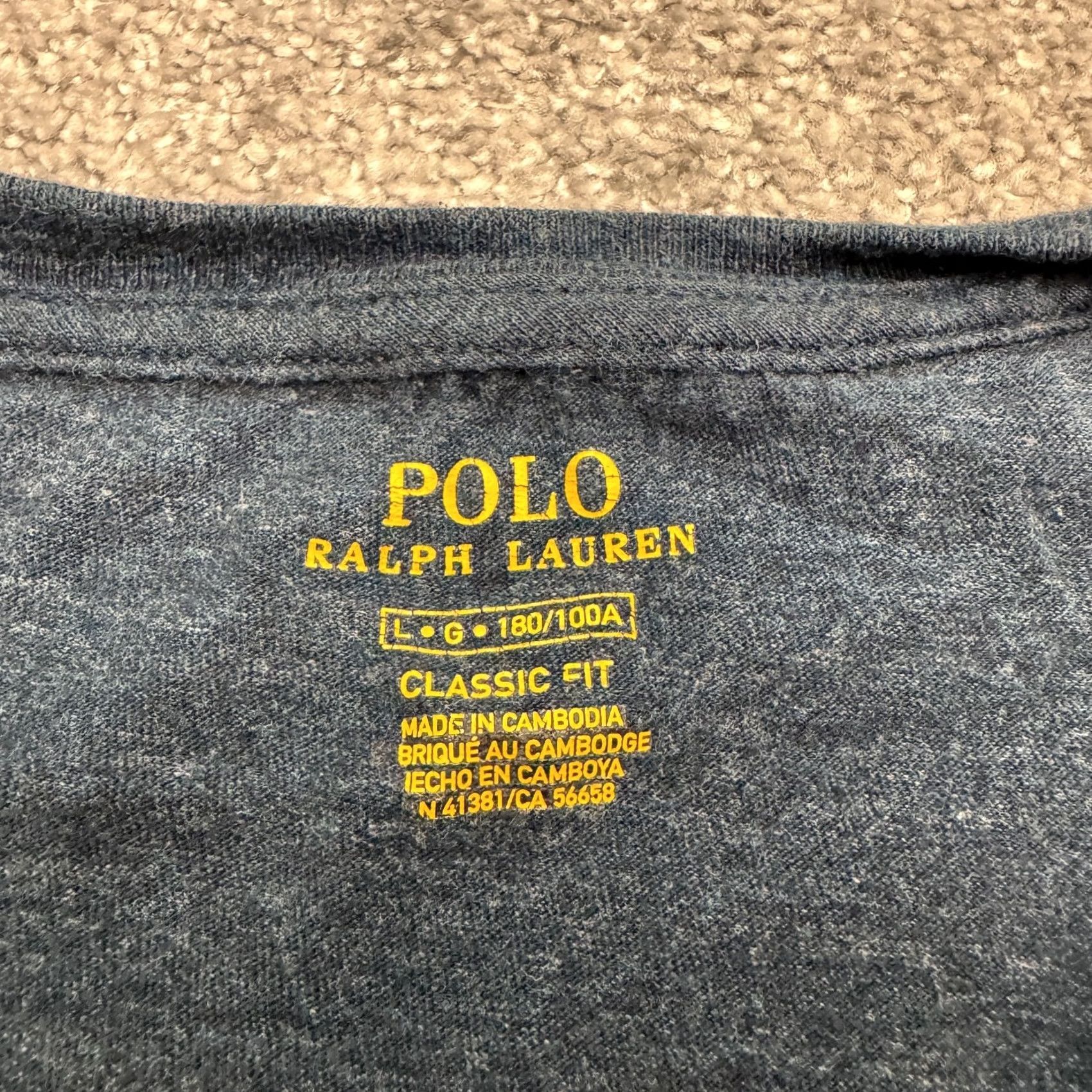 Polo Ralph Lauren Polo Ralph Lauren T-Shirt Long Sleeve Mens Large Blue V-Neck Tee Classic Fit Shirt Size US L / EU 52-54 / 3 - 5 Thumbnail