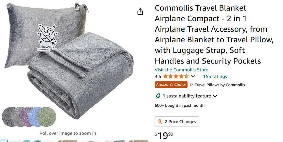 Designer Travel Blanket, 50x70" use as blanket,pillow, put in carryon Size ONE SIZE - 2 Thumbnail