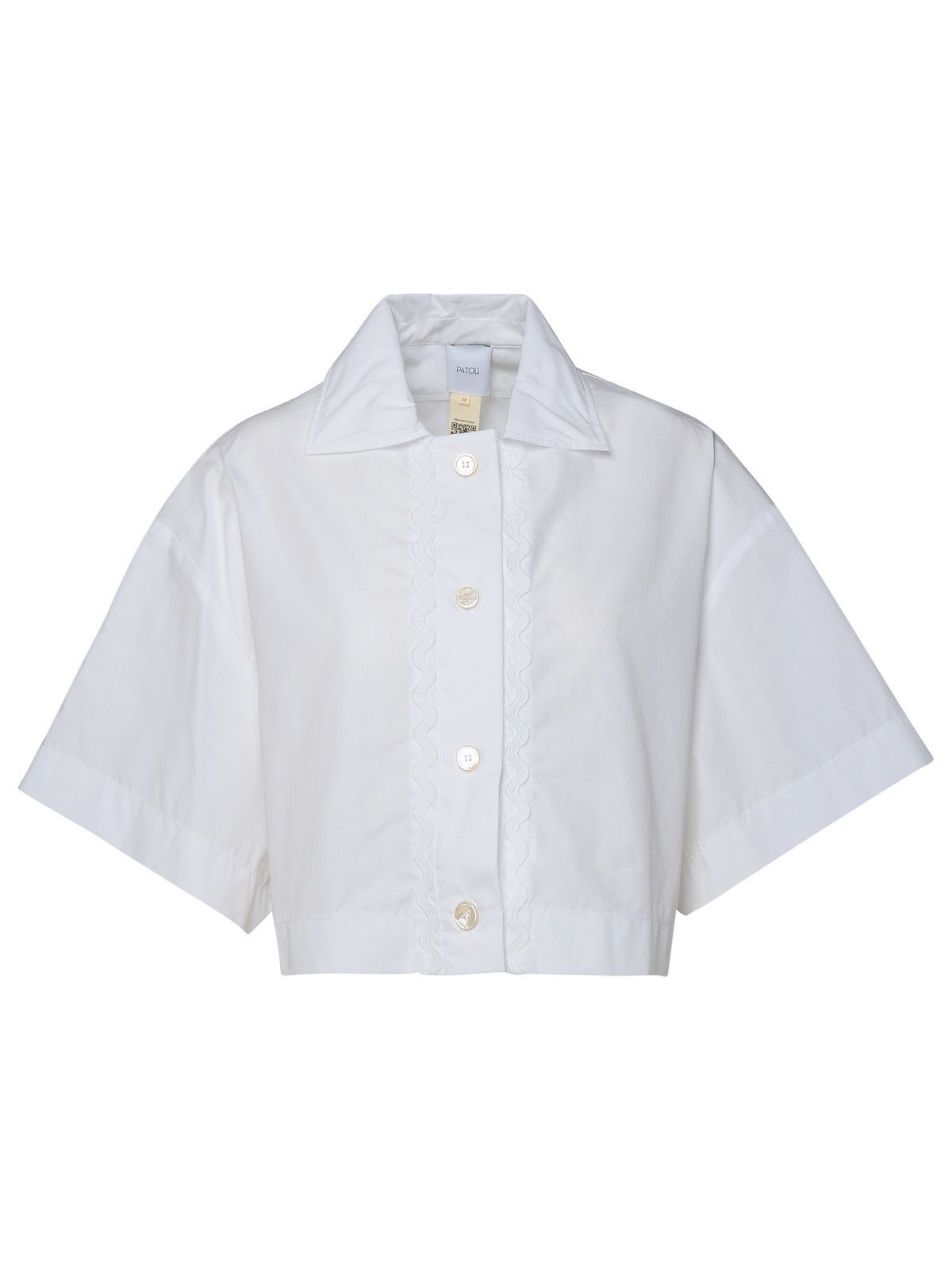 image of Patou Crop Shirt In White Cotton, Women's (Size Medium)