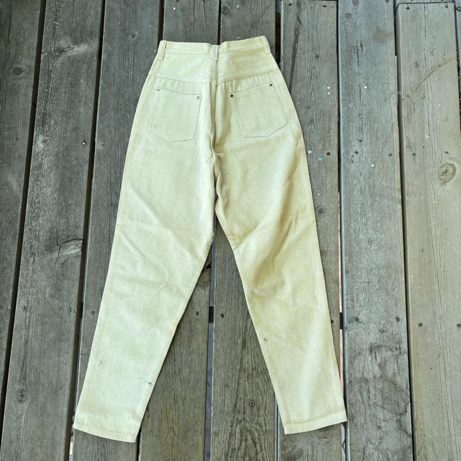 Vintage 1950s Stiff Cotton Tan Western Cowgirl Pants Deadstock 24x27 Size 24" / US 00 / IT 34 - 1 Thumbnail