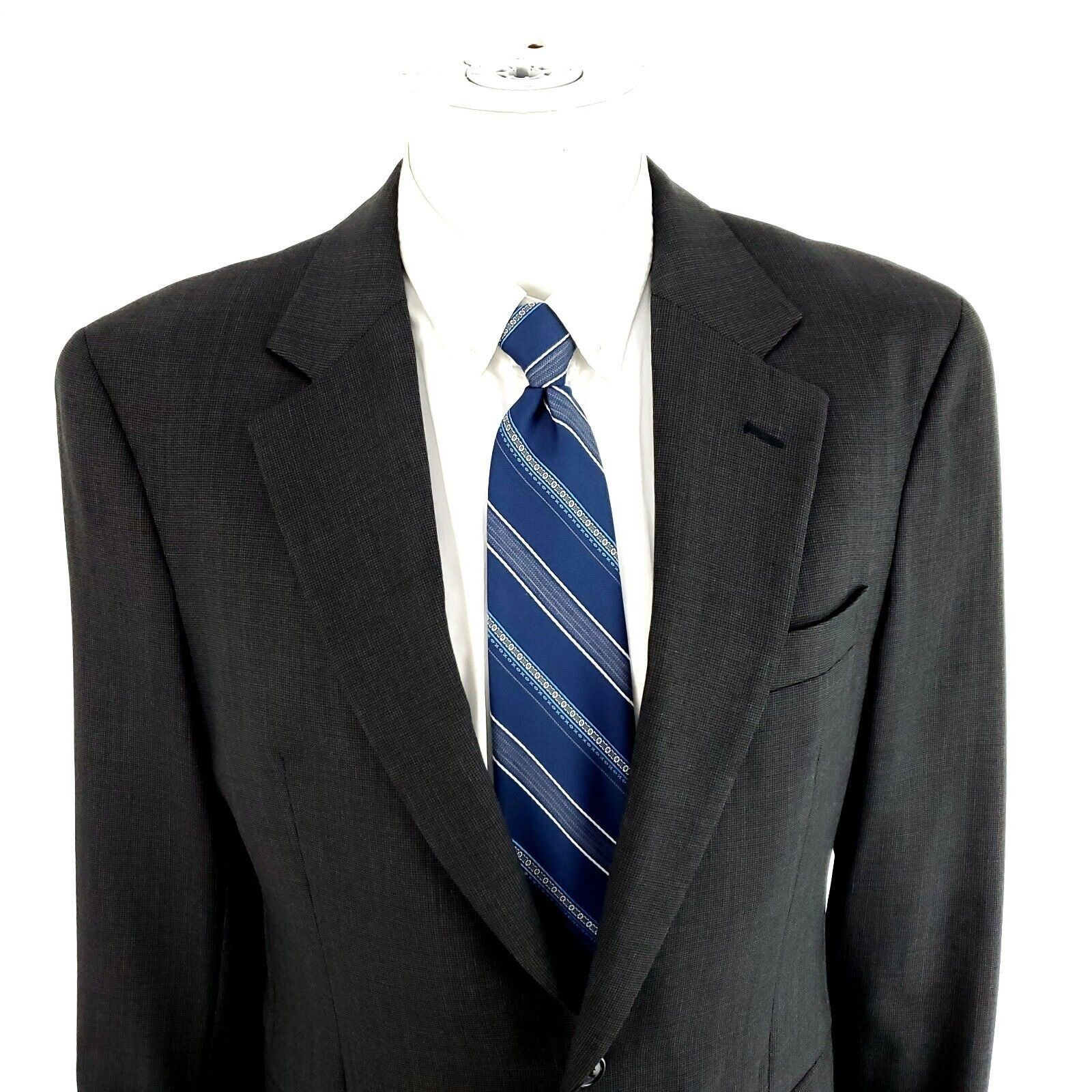 Jos. A. Bank Jos A Bank Wool 2 Button Blazer 40R Gray Star Check Sport Co Size 40R - 1 Thumbnail