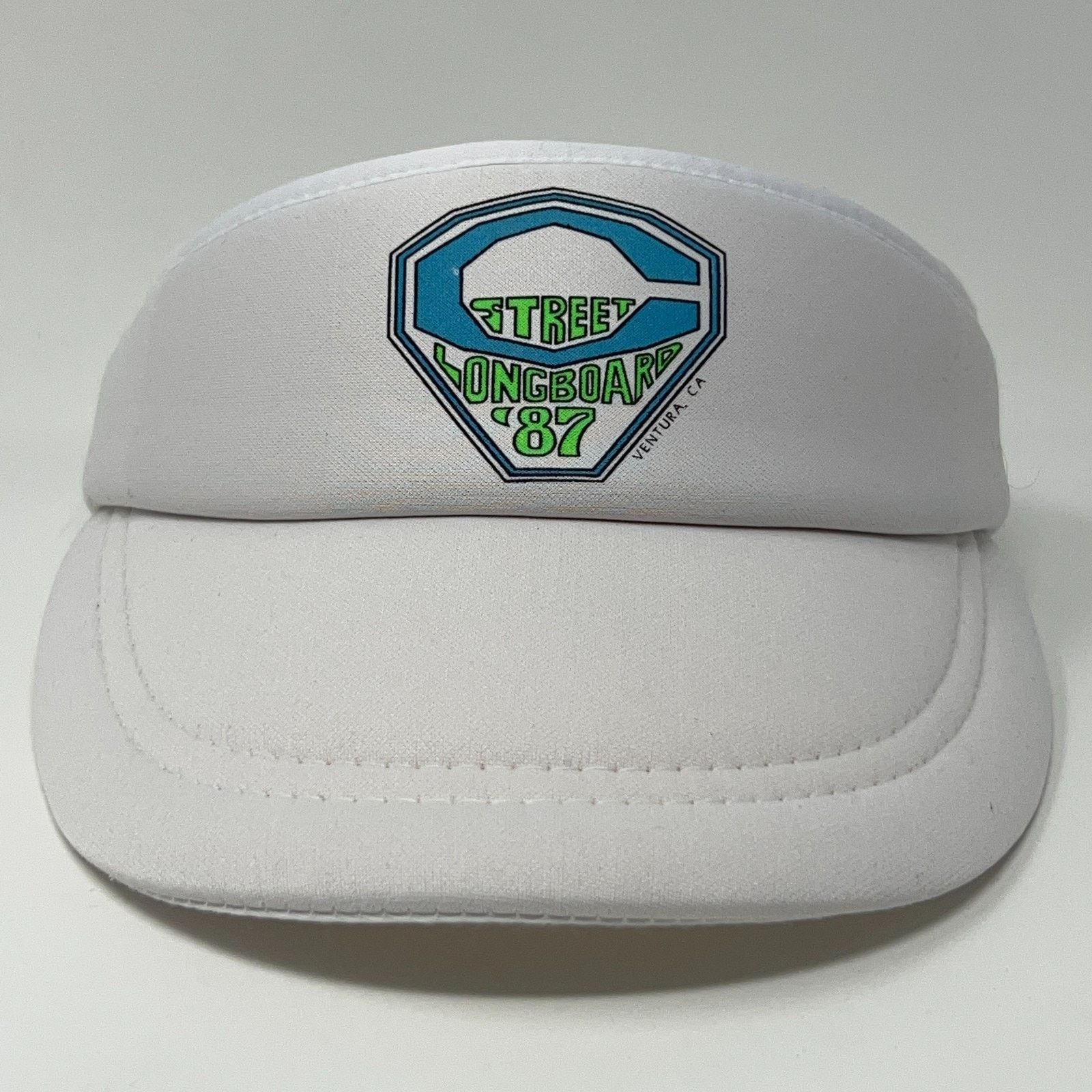 Vintage Vintage 80s C Street Longboard Classic 87 Visor Hat White Size ONE SIZE - 1 Thumbnail