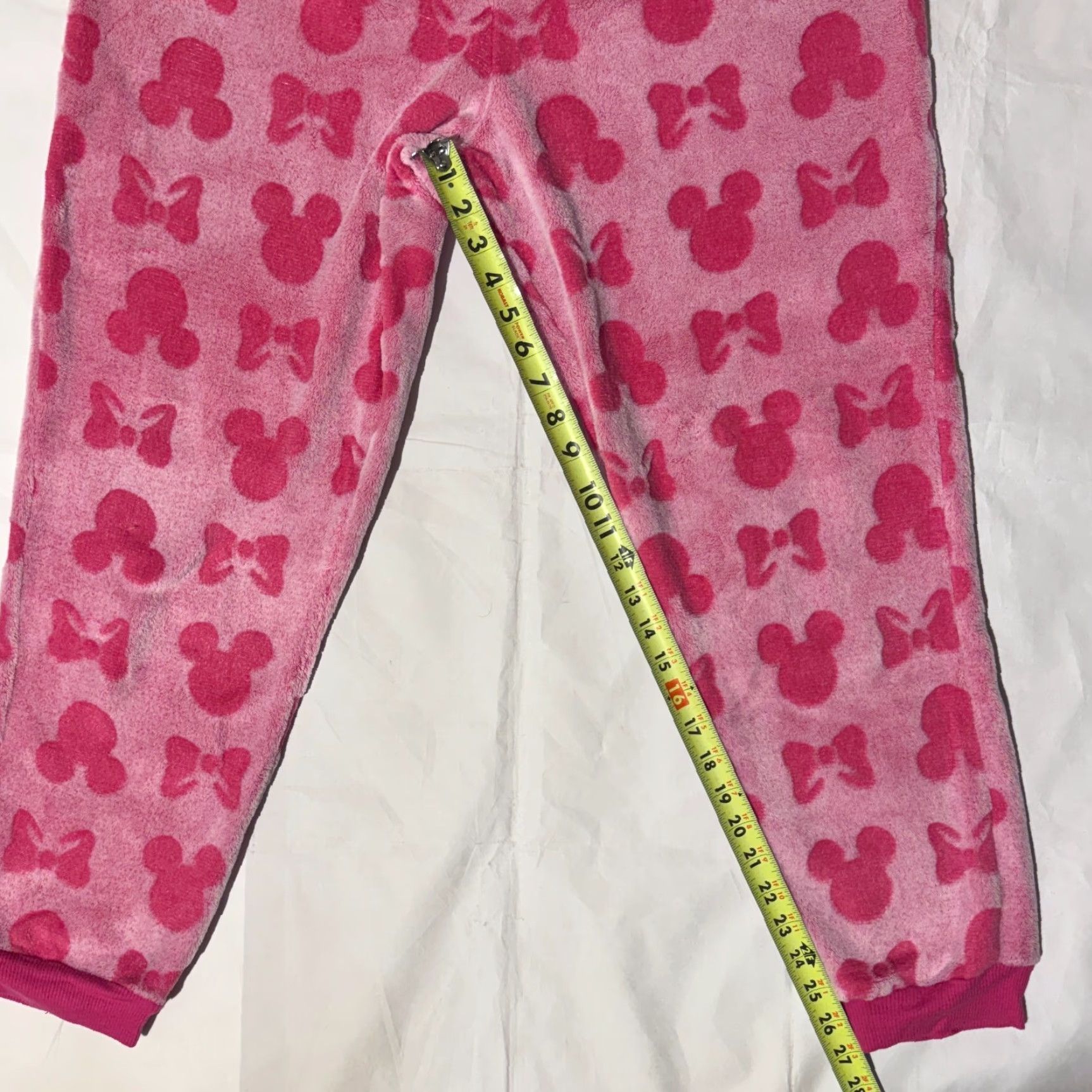 Disney Disney Pajama Set Ladies XL Pink Fleece Mickey Minnie Mouse Head Bow Polka Dot Crew Neck Long Sleeve Size ONE SIZE - 6 Thumbnail