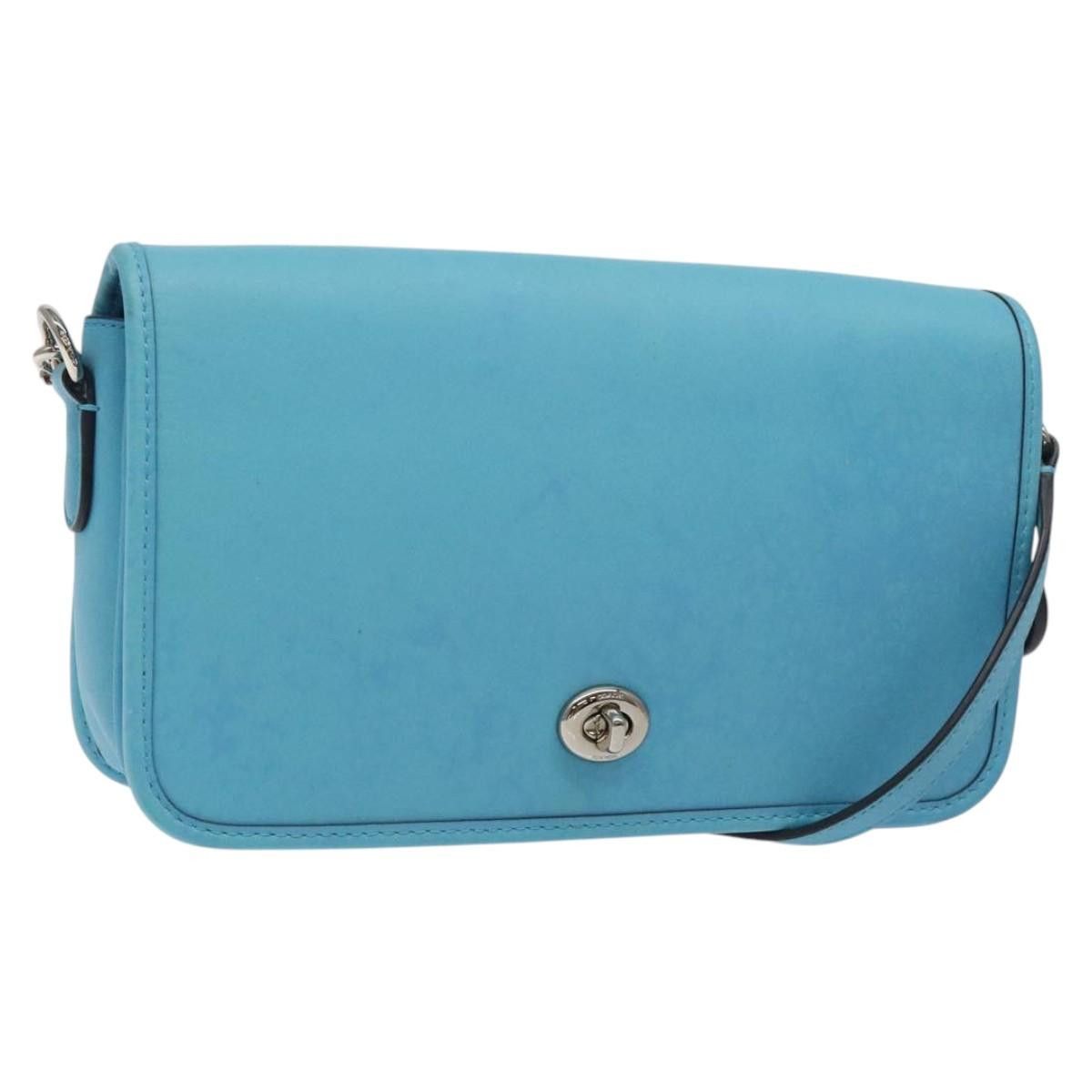 Coach Shoulder Bag Leather Blue Auth Yk18066, Women's