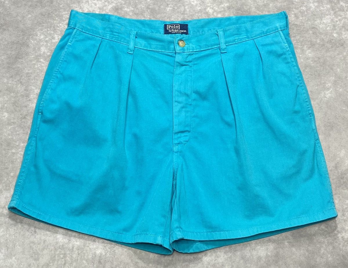 Polo Ralph Lauren 80’s Vintage Polo Ralph Lauren Aqua Blue Chino Shorts Size US 36 / EU 52 - 1 Thumbnail
