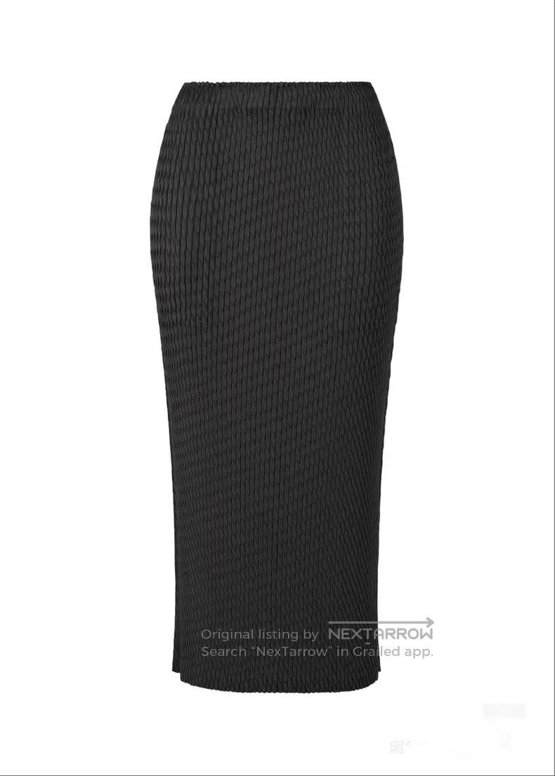 Issey Miyake Black Fish Scale Midi Skirt