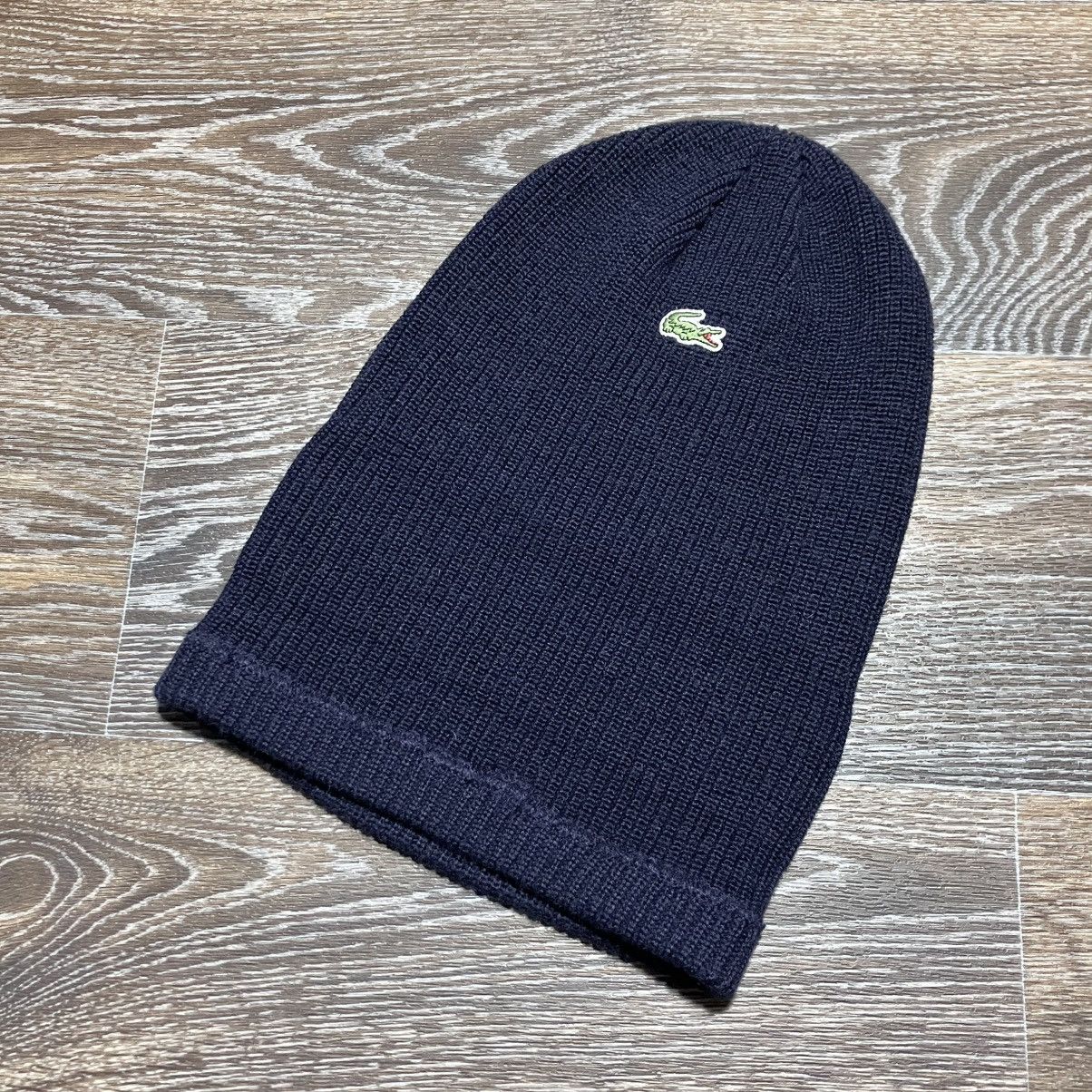 Lacoste Vintage LACOSTE Double Cuff Wool Hat Navy Blue Size ONE SIZE - 6 Thumbnail