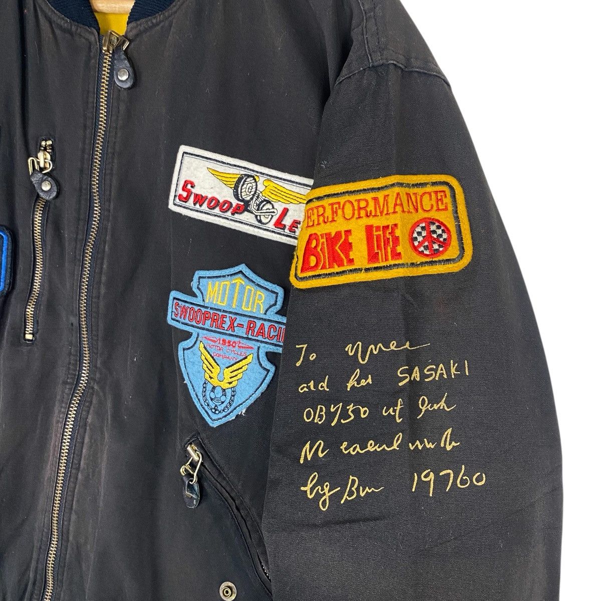 Japanese Brand 💥80s SWOOPLEX RACING TEAM BIKER BOMBER JACKET Size US L / EU 52-54 / 3 - 7 Thumbnail