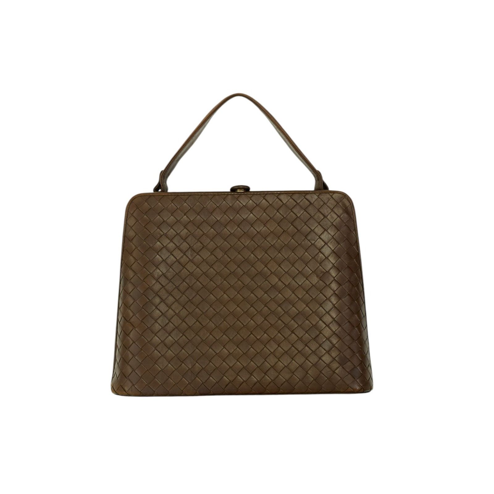 Bottega Veneta Intrecciato Brown Clip Leather Hand Bag Size ONE SIZE - 2 Thumbnail
