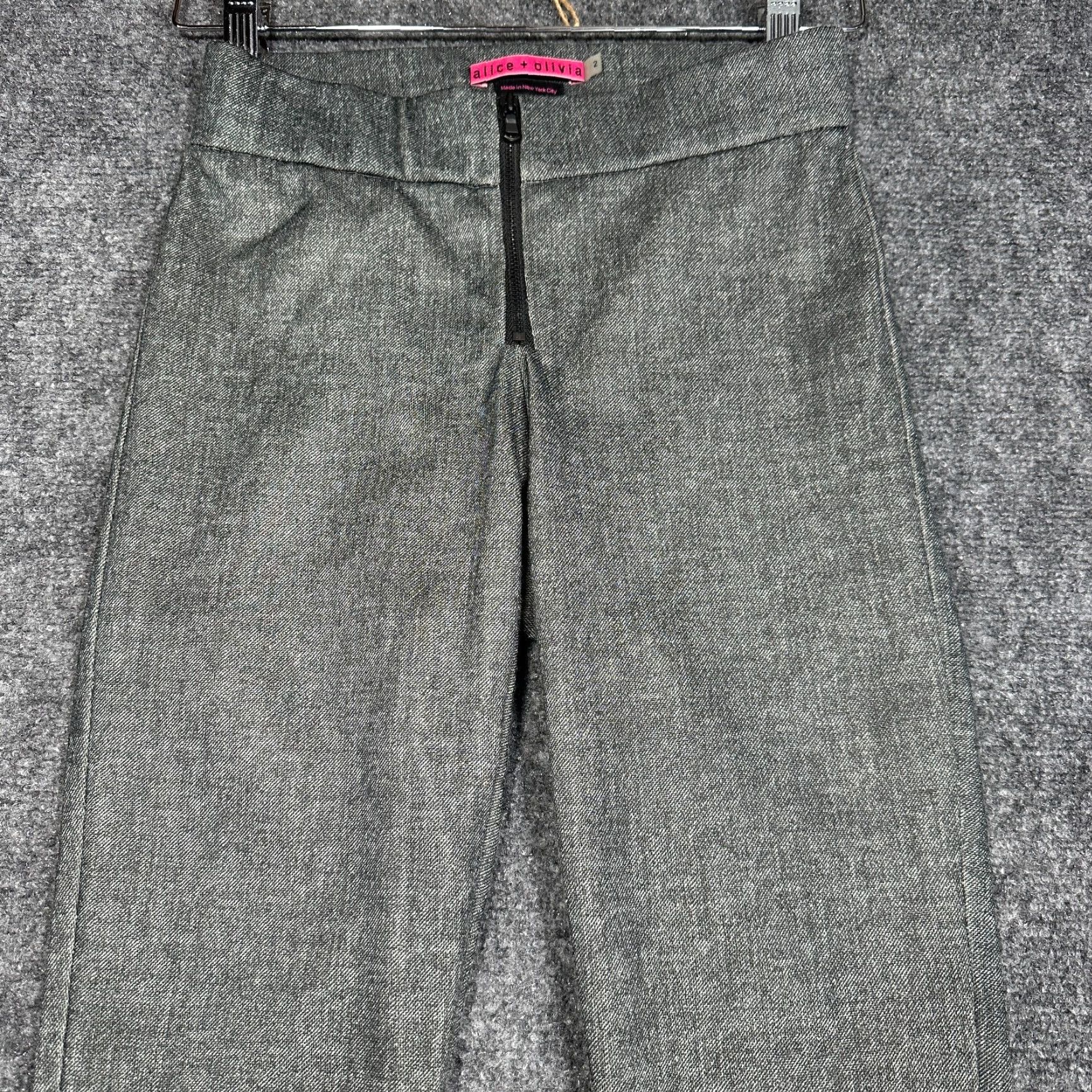 Alice + Olivia Alice + Olivia Pants Womens 2 Gray Cotton Blend Zip Fly Tapered Leg Size 26" / US 2 / IT 38 - 3 Thumbnail