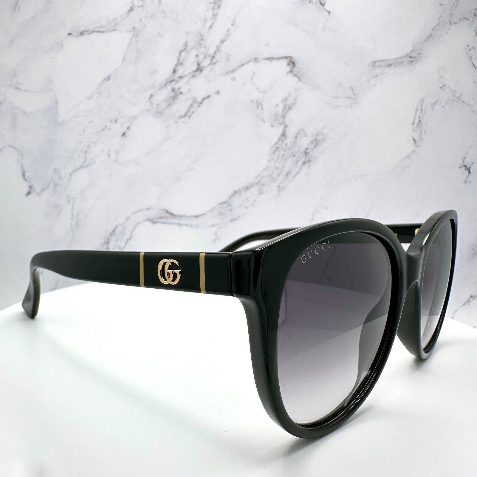 Gucci New Gucci Sunglasses Black Acetate Round Gold Metal GG Logo Size ONE SIZE - 4 Thumbnail