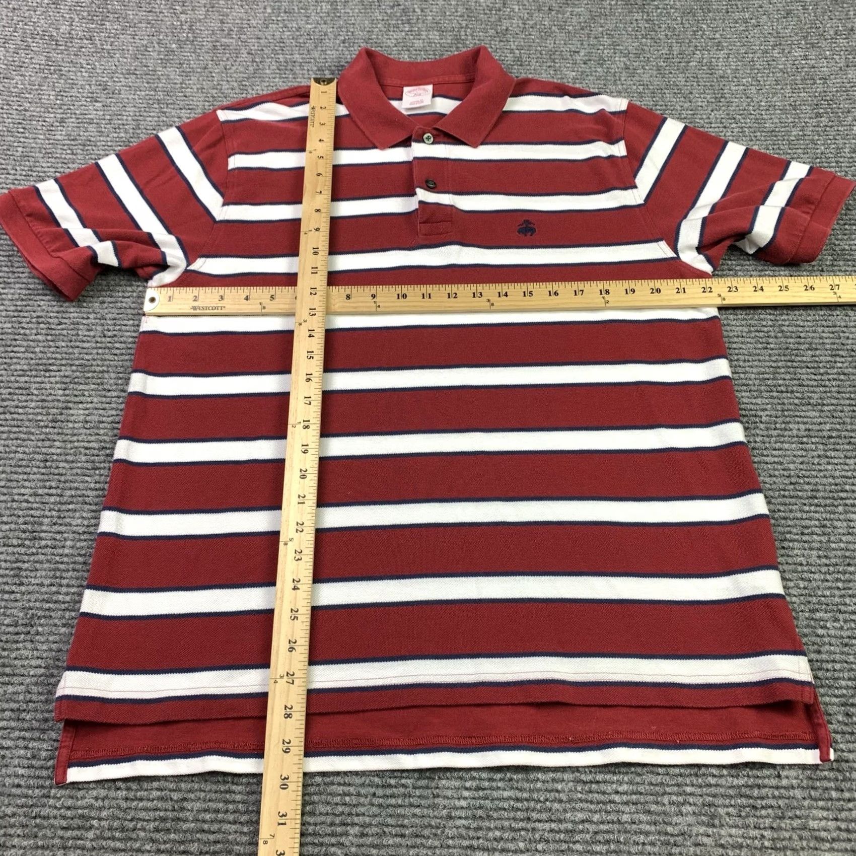 Brooks Brothers Brooks Brothers 346 Red Striped Polo Shirt Original Fit Embroidered Logo Men Large Size 42R - 4 Thumbnail