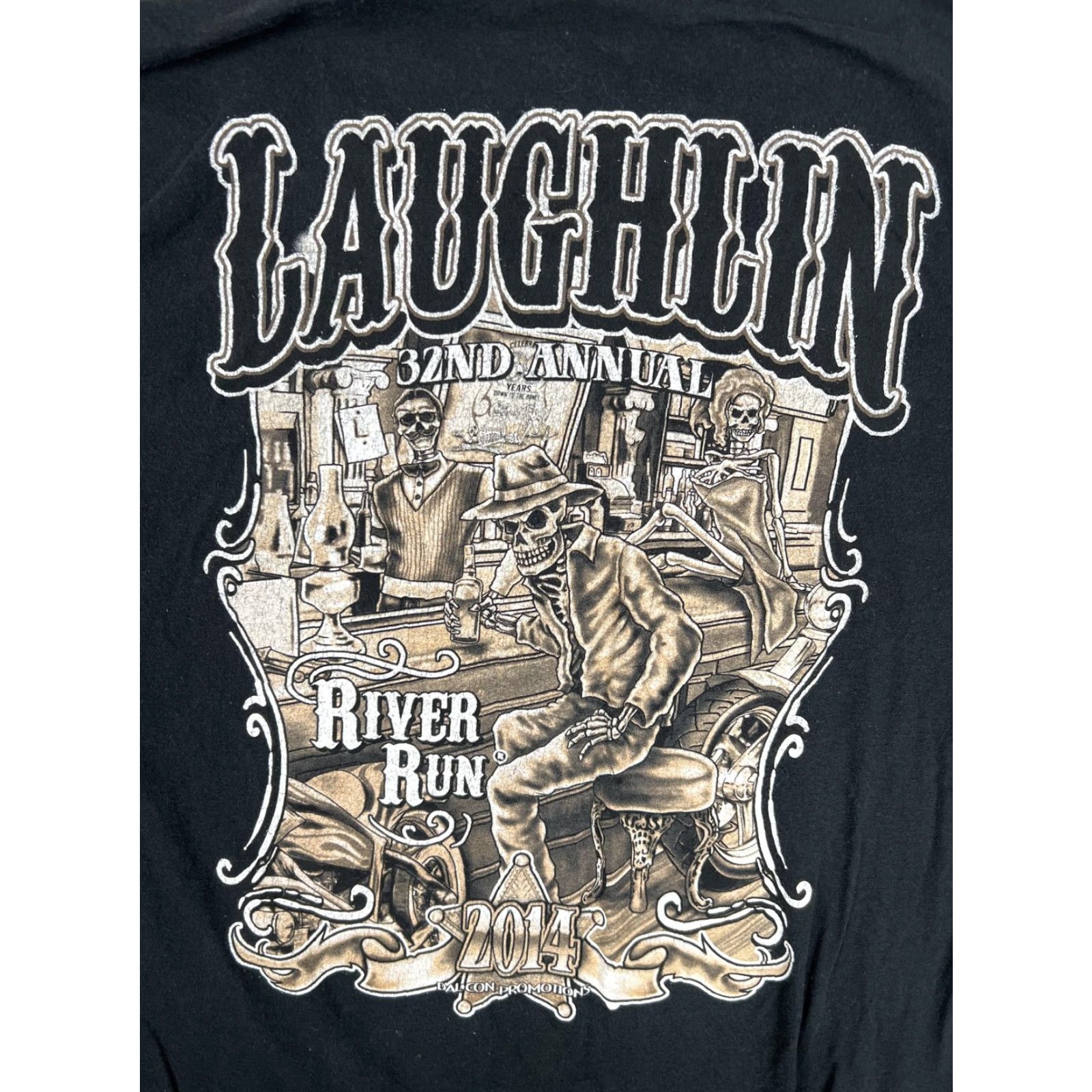 Vintage Laughlin River Run T-Shirt Mens 2XL Black 2014 32nd Annual Skeleton Biker Shirt Size US XXL / EU 58 / 5 - 6 Thumbnail