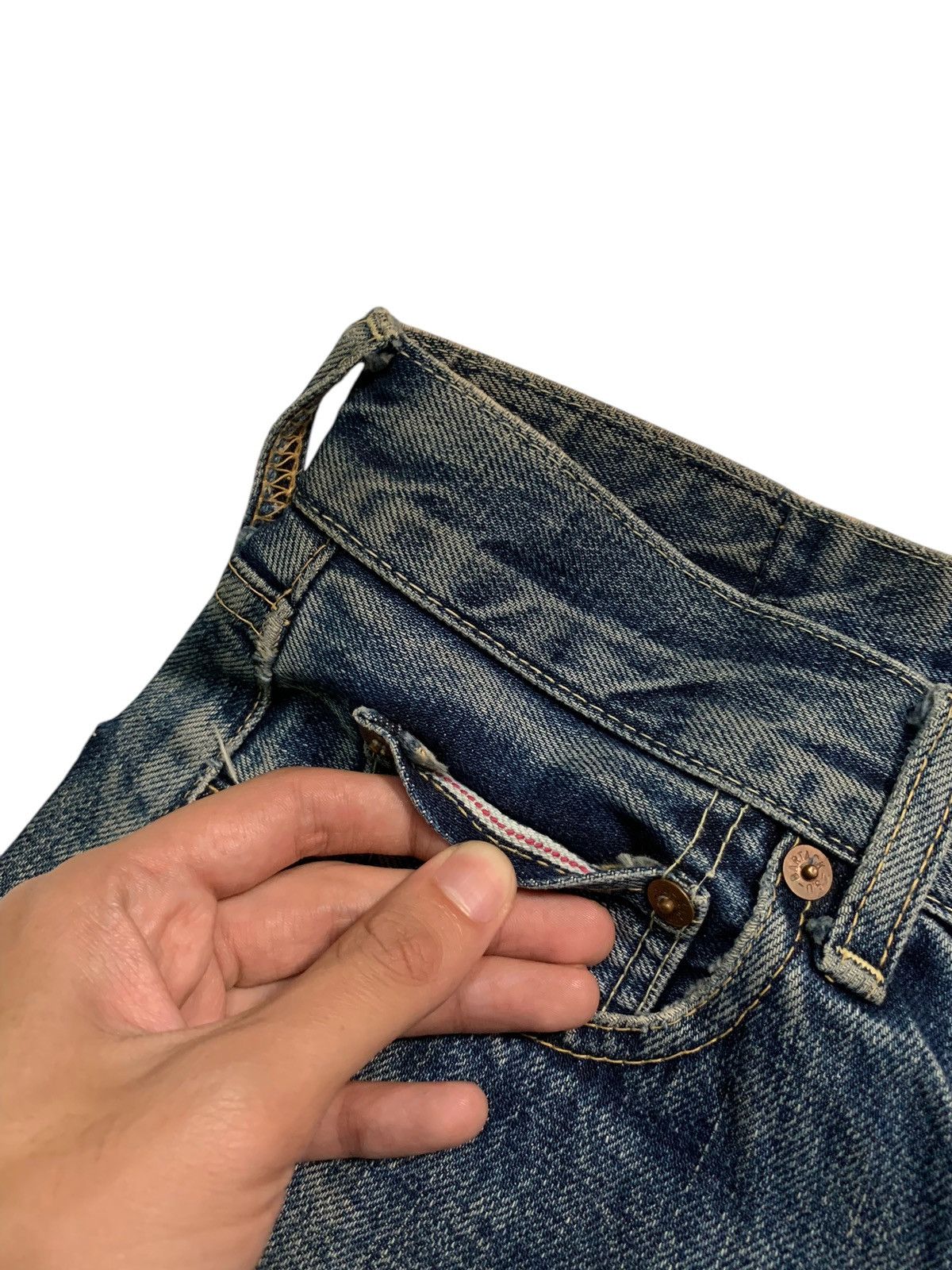 Kapital BARTACK SELVEDGE RUSTY BUTTON FLY JAPANESE DISTRESSED DENIM Size US 28 / EU 44 - 7 Thumbnail
