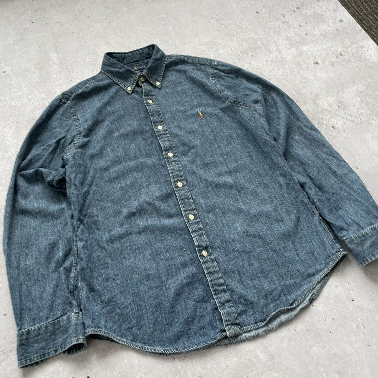 Polo Ralph Lauren × Vintage 🔥Rare🔥Polo Ralph Lauren Blue denim shirt Size US L / EU 52-54 / 3 - 3 Thumbnail