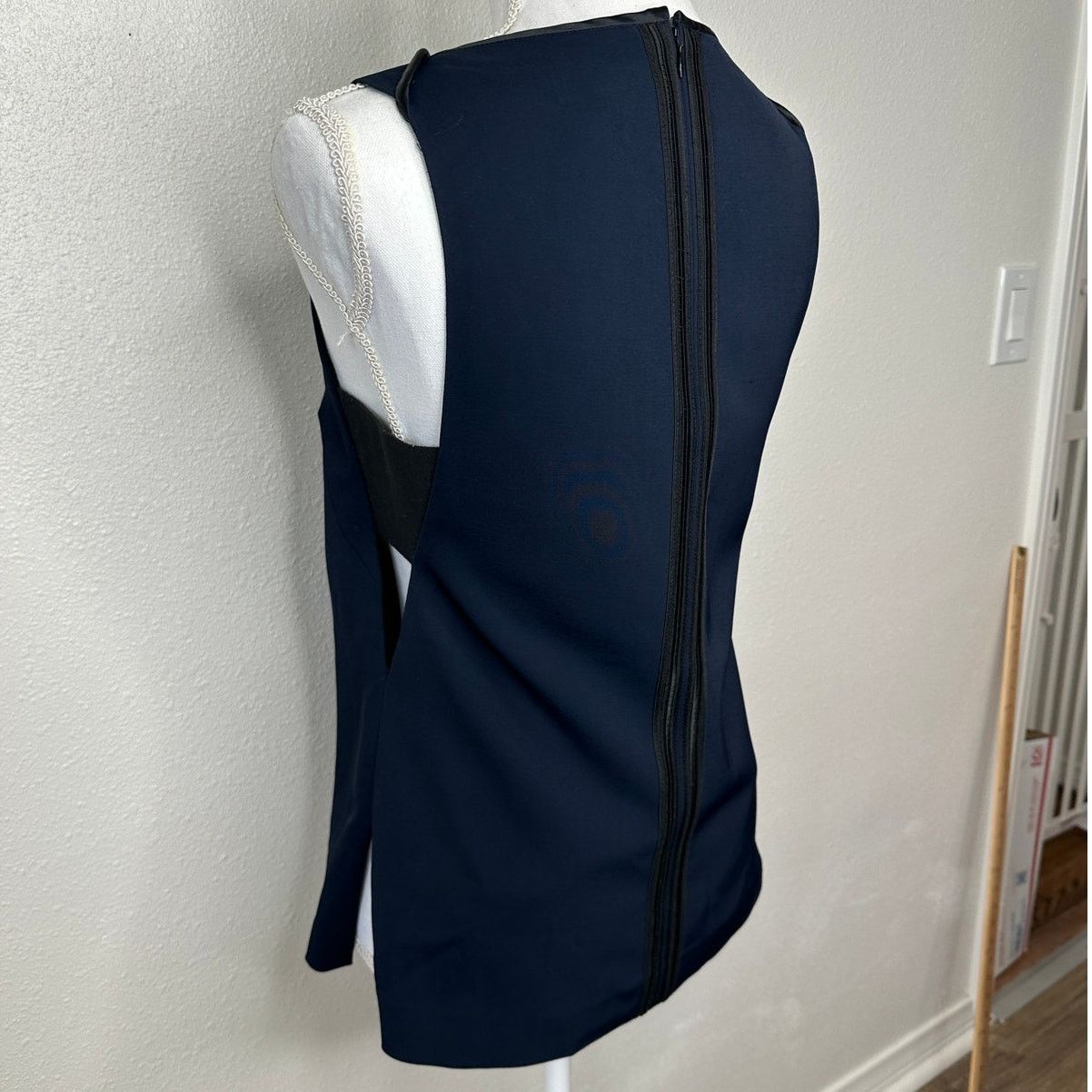 Rag & Bone rag & bone Navy Black High Neck Satin Zip Tank Sleeveless S Size S / US 4 / IT 40 - 11 Thumbnail