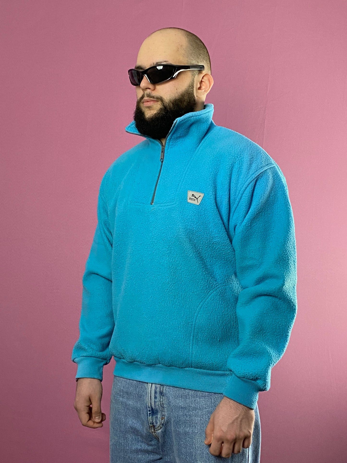 Puma × Vintage 80s Puma Vintage Men's Quarter Zip Fleece - L Size US L / EU 52-54 / 3 - 1 Thumbnail