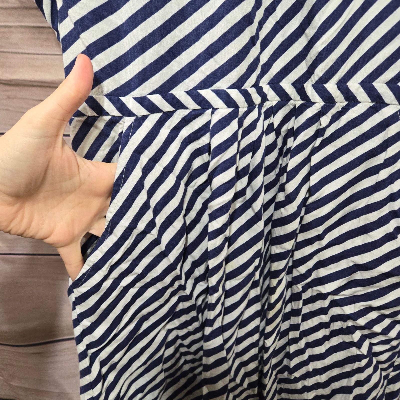 J.Crew J. Crew Blue Striped Cinch Women's A-Line Mini Dress Size 8 Size M / US 6-8 / IT 42-44 - 6 Thumbnail