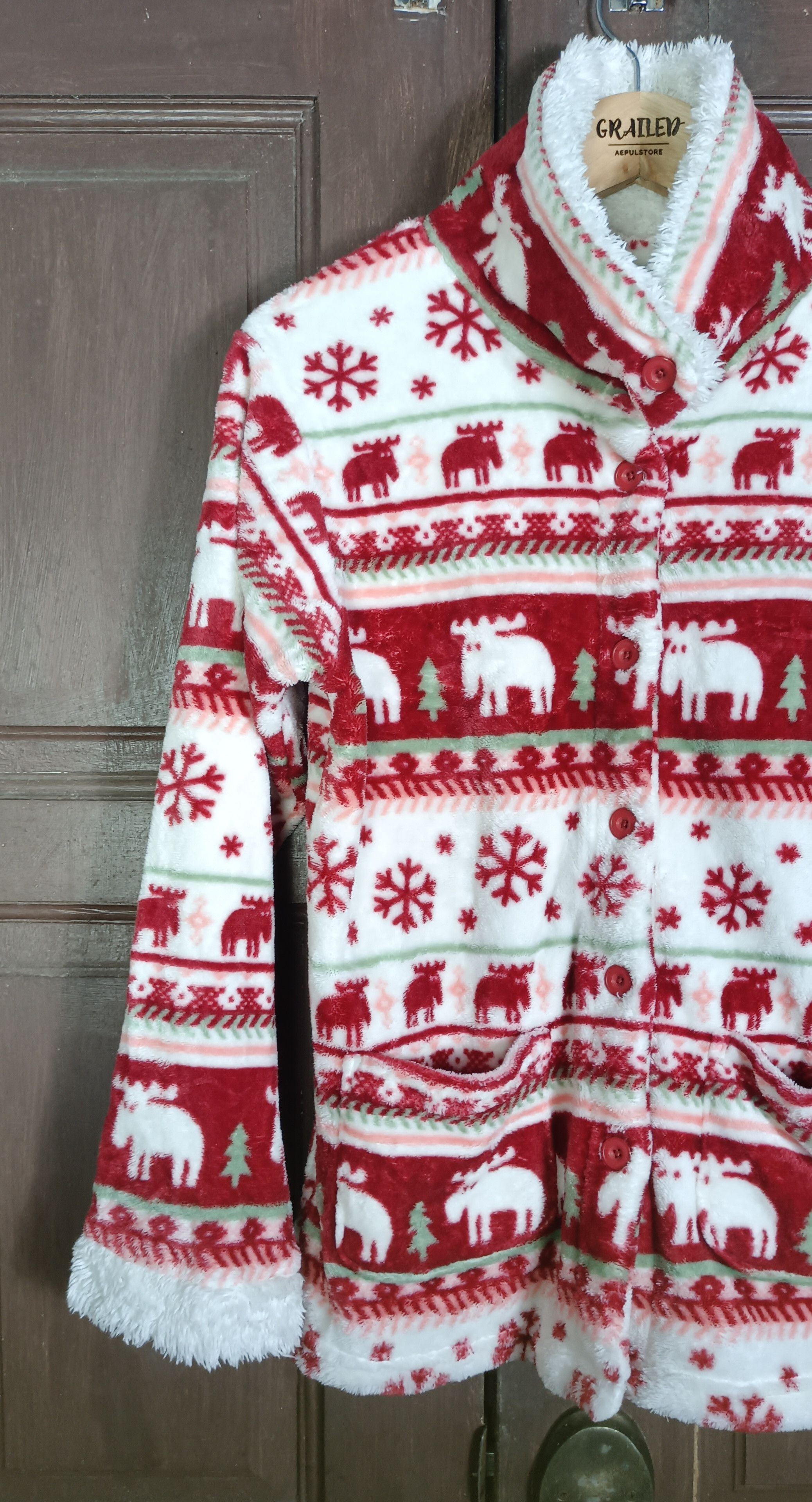 Japanese Brand Moz Sweden Fleece Christmas Printed Size US M / EU 48-50 / 2 - 8 Thumbnail