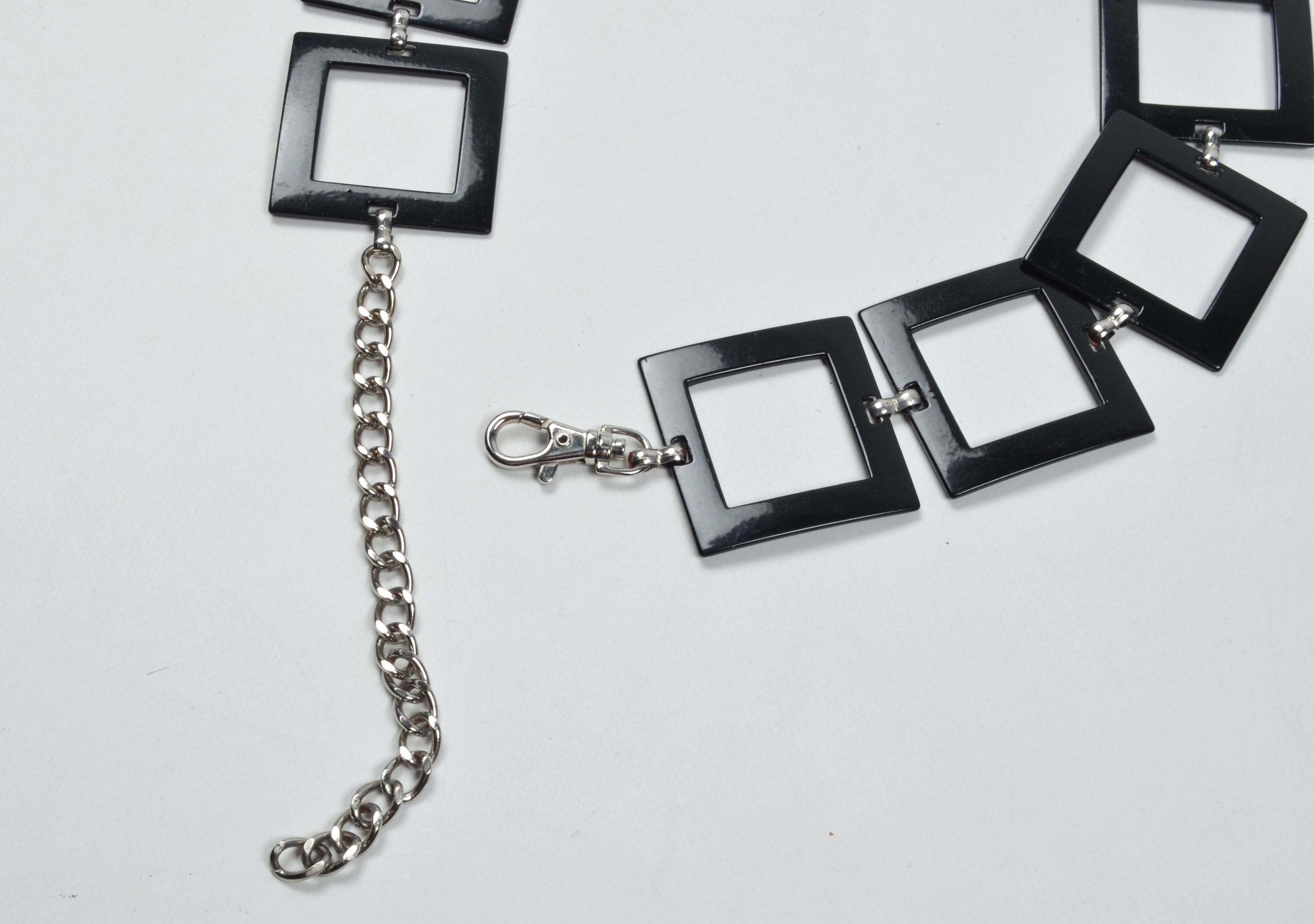 Vintage Vintage Geometric Metal Waist Belt with Black Square Links Size ONE SIZE - 2 Thumbnail