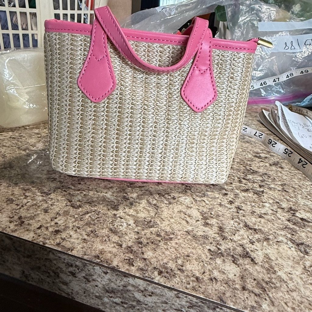 Other Pink and Cream Woven Mini Bag with Textured Design Size ONE SIZE - 8 Thumbnail