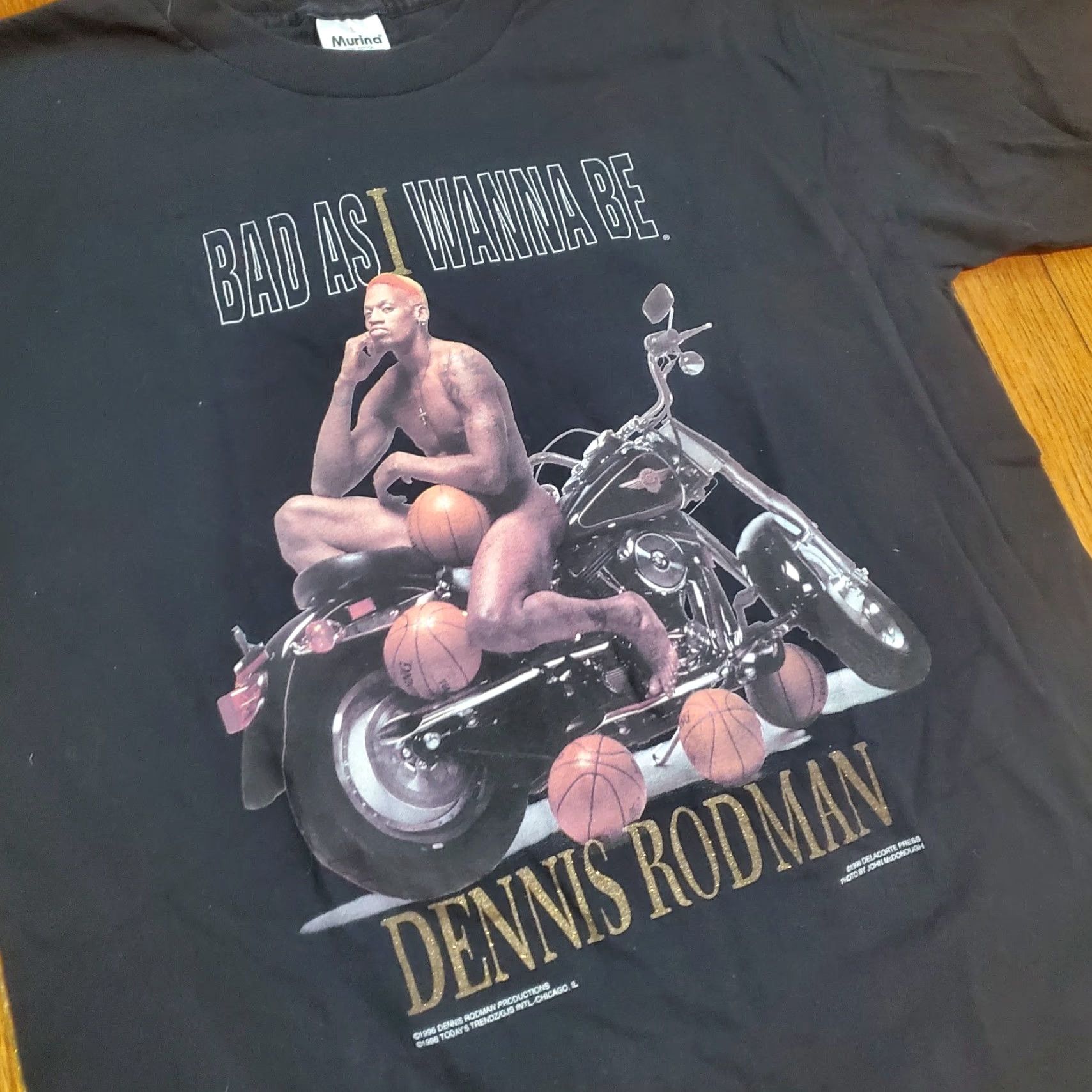 Vintage VINTAGE Dennis Rodman Bad As I Wanna Be Promo T Shirt Sz L 1996 Chicago Bulls Tee Black Adult Unisex MURINA Shirt Men’s Womens? Size US L / EU 52-54 / 3 - 2 Thumbnail