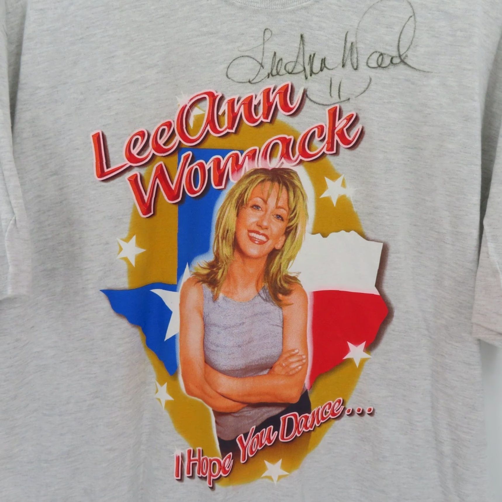 Hanes VTG Hanes T-Shirt Lee Ann Womack Texas LAW Tour Signed Autographed Adult XL Gray Short Sleeve Crew Neck Size US XL / EU 56 / 4 - 3 Thumbnail