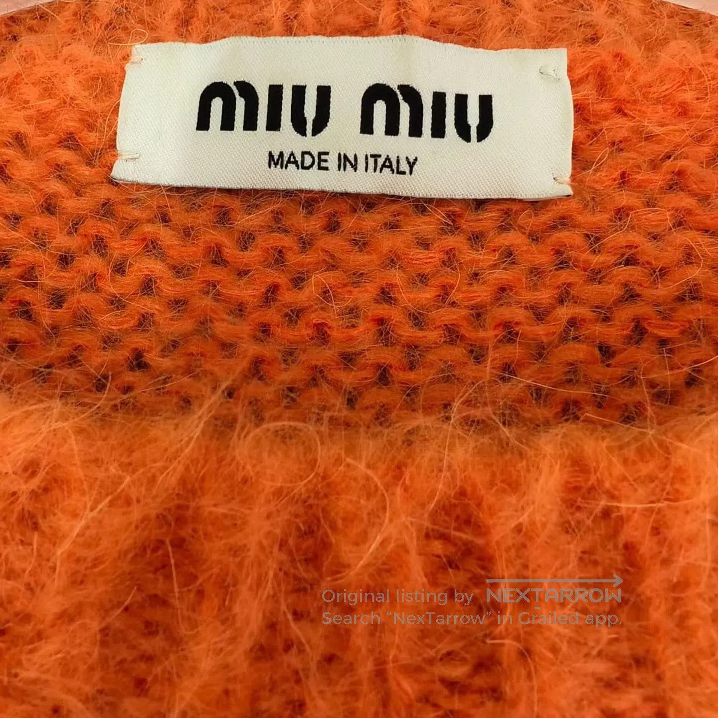 Miu Miu Miu Miu Orange Color-Block Striped Letter Mohair Knit Swea Size S / US 4 / IT 40 - 4 Thumbnail