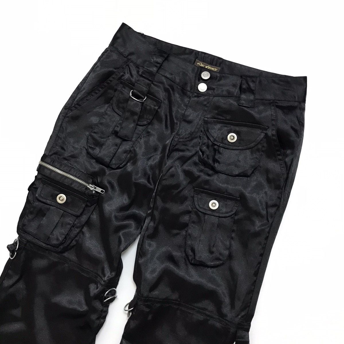Japanese Brand Gas Mask Black Cargo Flared Pants Size 28" / US 6 / IT 42 - 2 Thumbnail