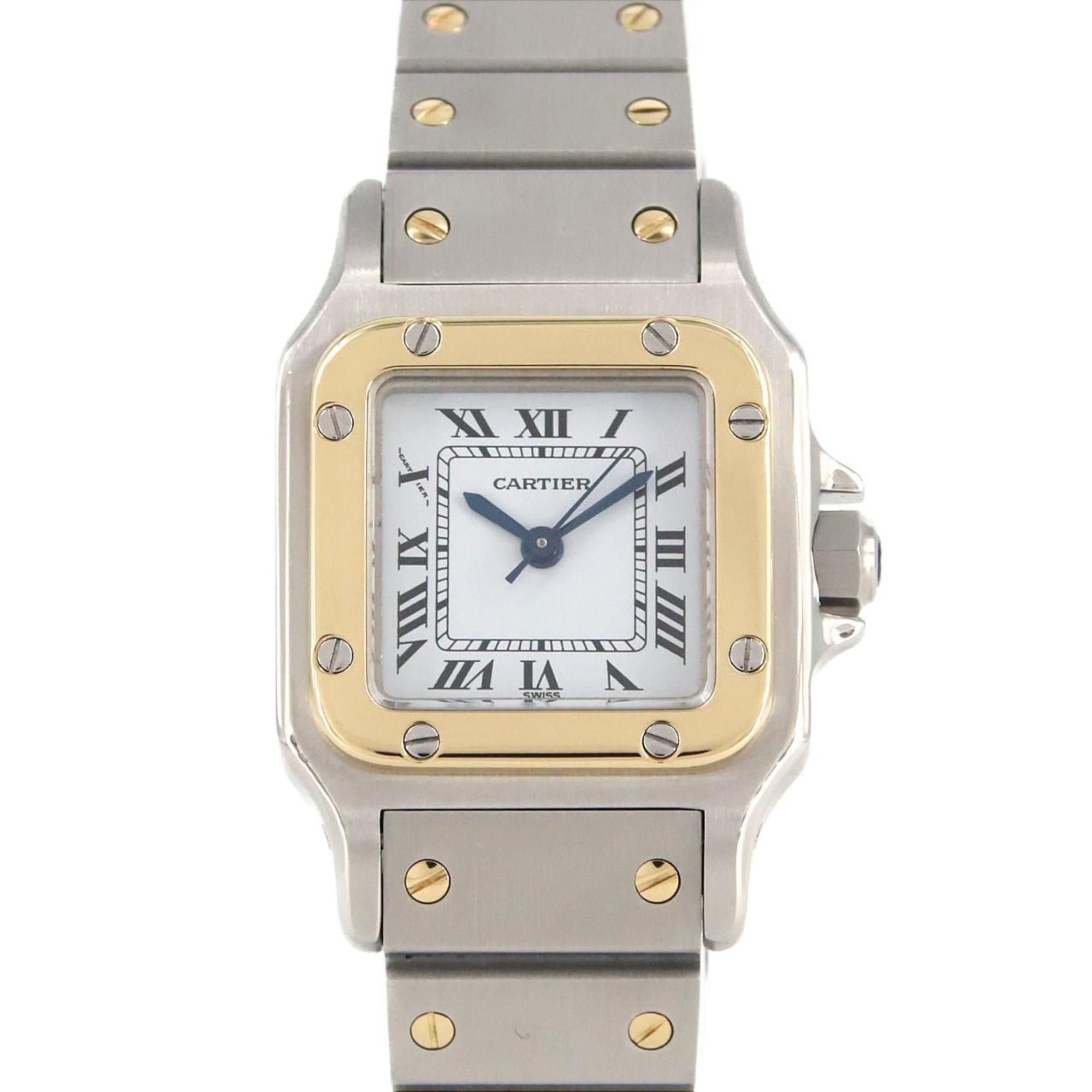 Cartier Santos Sm Combination 82036283 Ssxyg Watch Automatic Winding in White, Women's