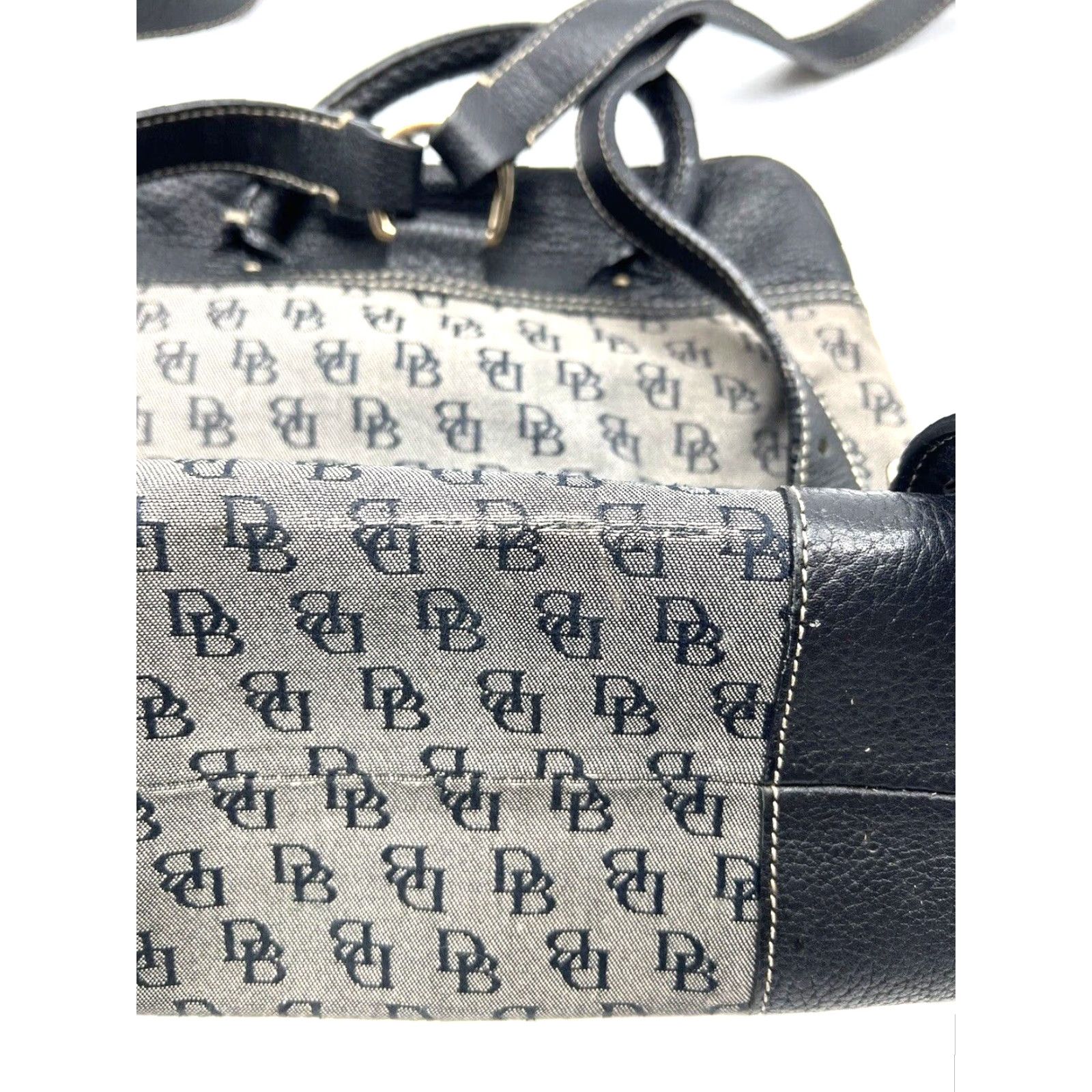 Dooney & Bourke VINTAGE Dooney & Bourke Backpack Women Medium Pebble Leather Black Gray Pebbled Bag Size ONE SIZE - 3 Thumbnail
