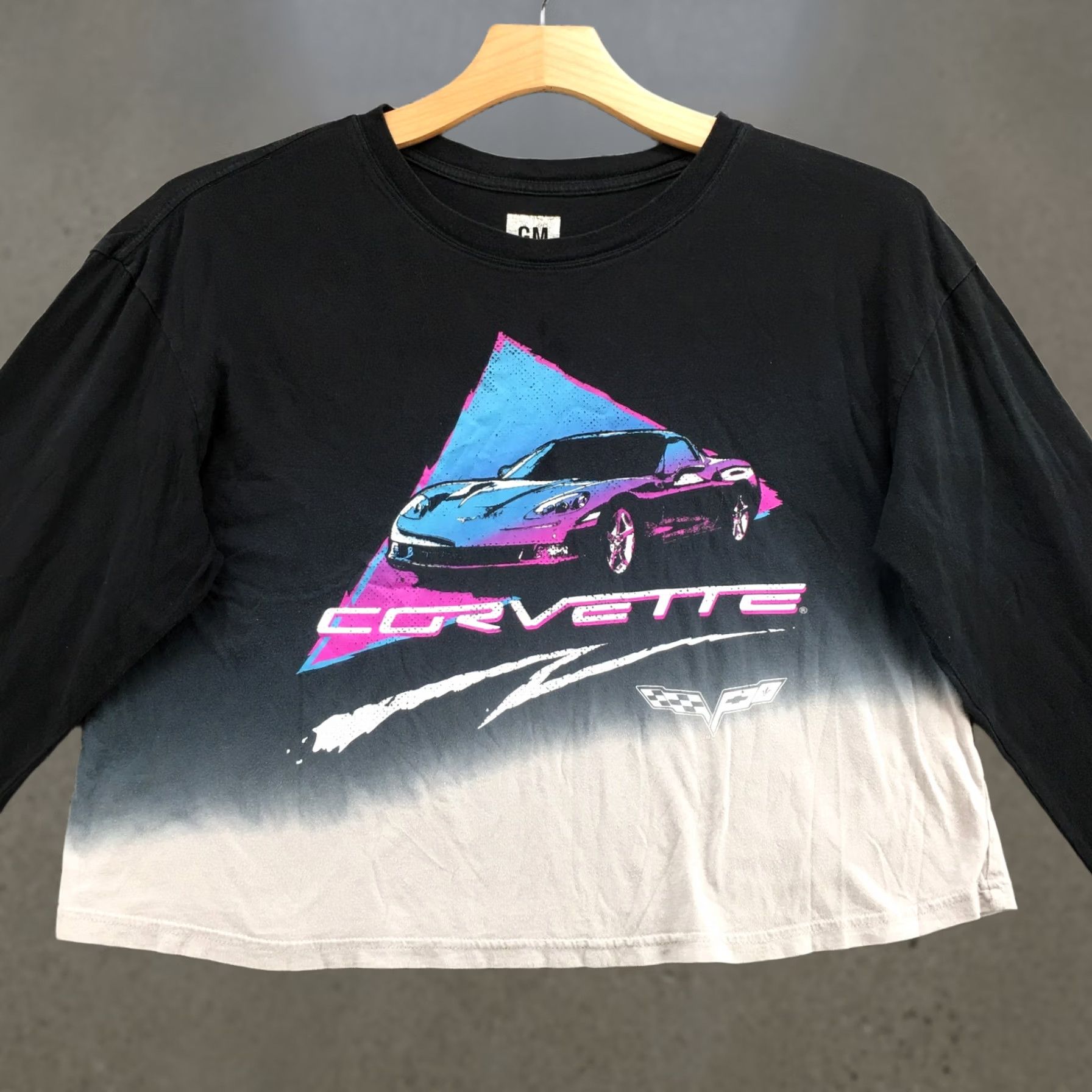 Vintage GM Corvette Graphic Tee T-Shirt Womens XL Black Long Sleeve Cropped Crew Neck Size XL / US 12-14 / IT 48-50 - 1 Thumbnail