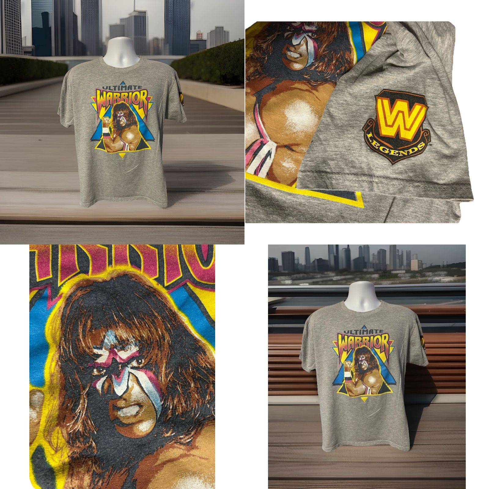 Vintage WWE Ultimate Warrior Legends Shirt T-Shirt Men Large Heather Gray Graphic Tee Wrestlemania Wrestling WWF WWE Front Graphics Size US L / EU 52-54 / 3 - 9 Thumbnail