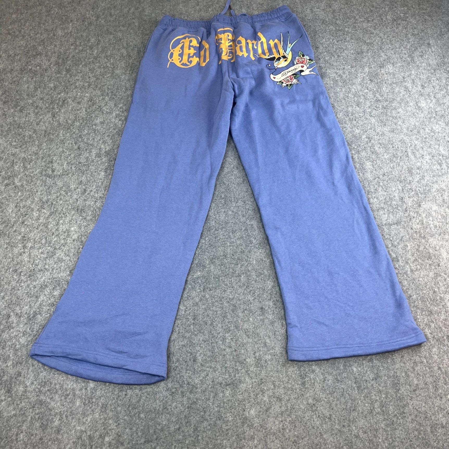 Ed Hardy Ed Hardy Womens Sweatpants Joggers Baggy Flared Trousers Purple Cotton Polyester Size L 30 in Inside Leg Pockets Size 36" / US 14 / IT 50 - 2 Thumbnail