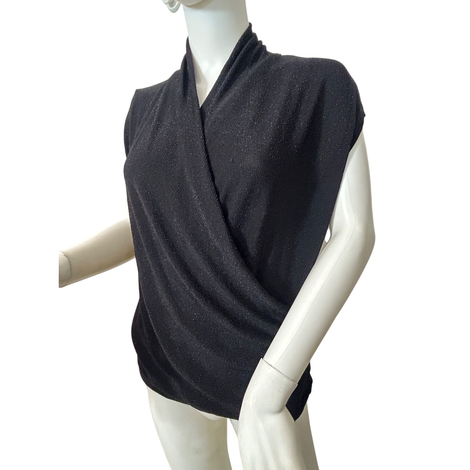 Other Josephine Chaus Top M Black Metallic Cap Sleeve Low Cowl Nec Size M / US 6-8 / IT 42-44 - 2 Thumbnail