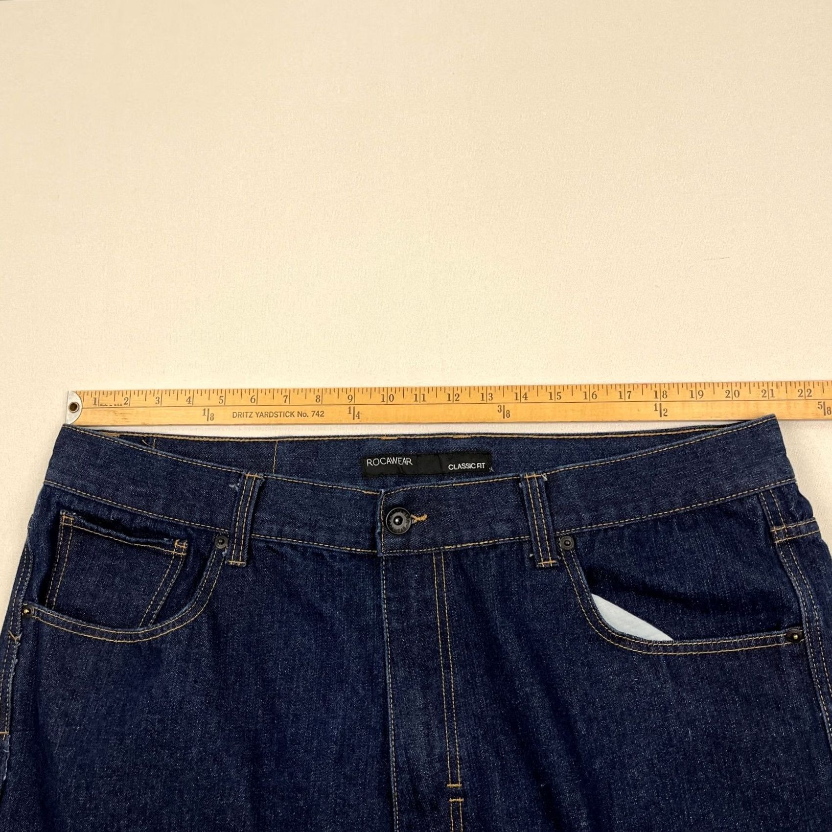 Rocawear Rocawear Jeans Mens 42 x 29 Blue Dark Wash Denim Skater Hip Hop Embroidered Y2K Rock Retro Grunge Style Jeans Mens Size US 42 / EU 58 - 4 Thumbnail