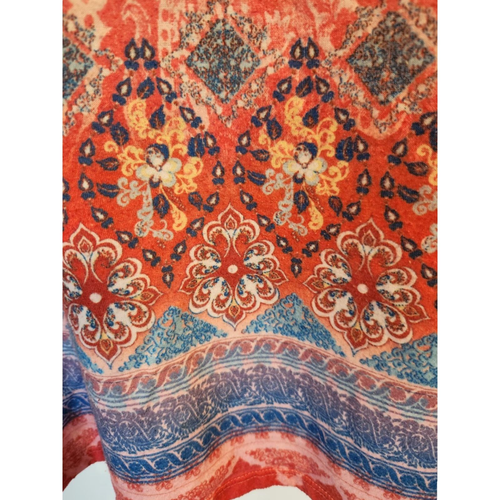 Avenue Avenue Paisley Semi Sheer Studded Casual Top Shirt 18/20 Plus Size Multicolor Women's Blouse Short Sleeve Round Neck Casual 2000s Style Size XXL / US 16-18 / IT 52-54 - 3 Thumbnail