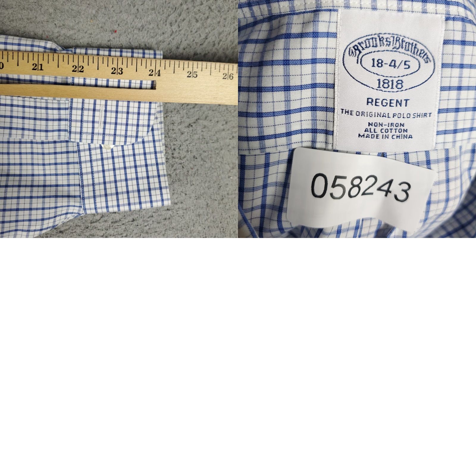Brooks Brothers BROOKS BROTHERS Shirt Mens Size 18 Blue Plaid Regent Dress Button Up Long Sleeve Regular Collar Point Non-Iron Pockets Classic Look Mens 18 Size 48R - 8 Thumbnail