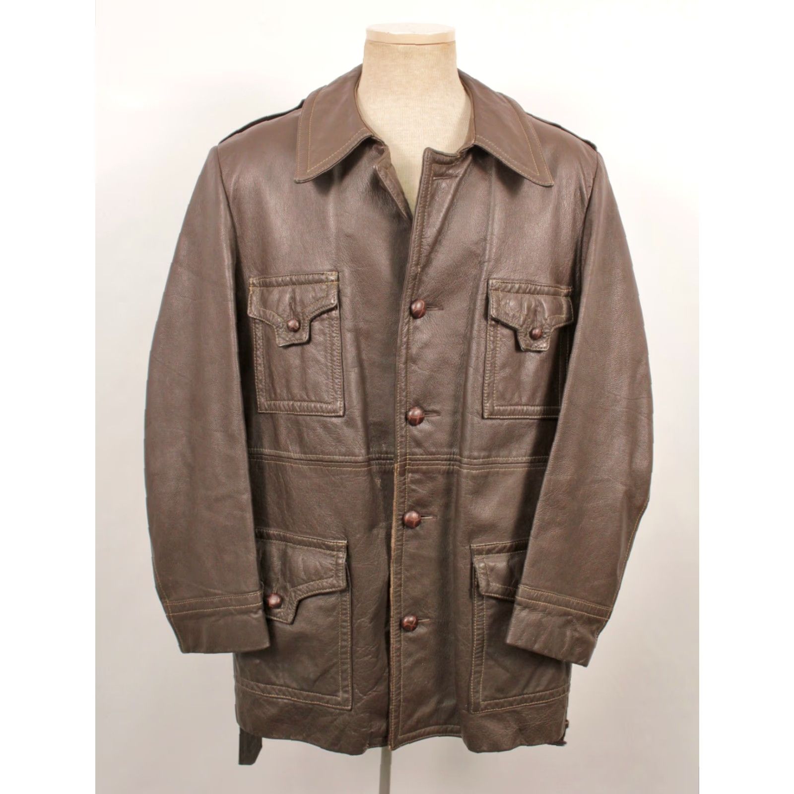 Vintage VINTAGE Mens VTG 70s Brown Leather Jacket Sz L 1970s Disco Coat Size US L / EU 52-54 / 3 - 2 Thumbnail