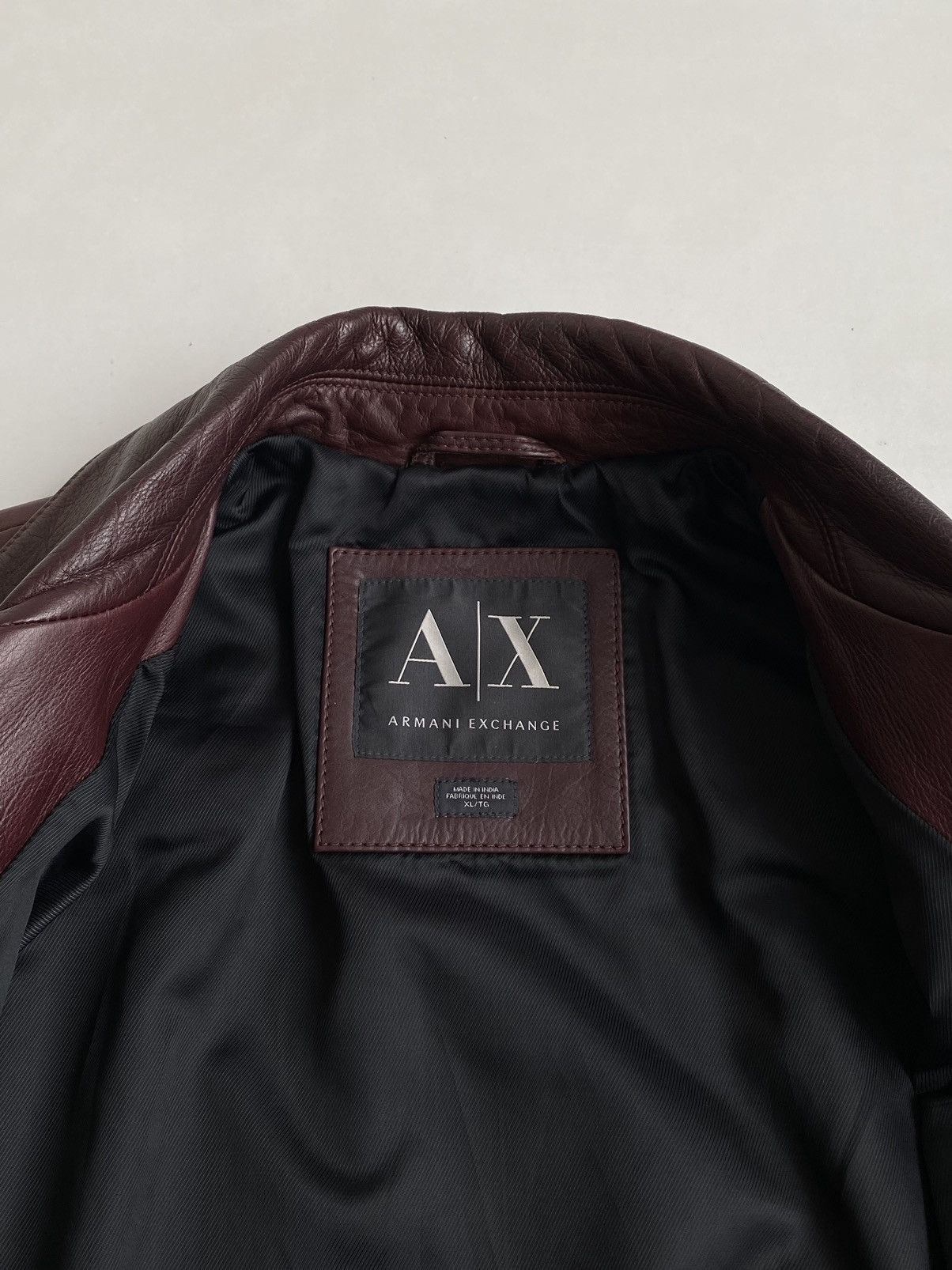 Armani Exchange Armani Exchange Leather Biker Jacket Burgundy Size US L / EU 52-54 / 3 - 13 Thumbnail