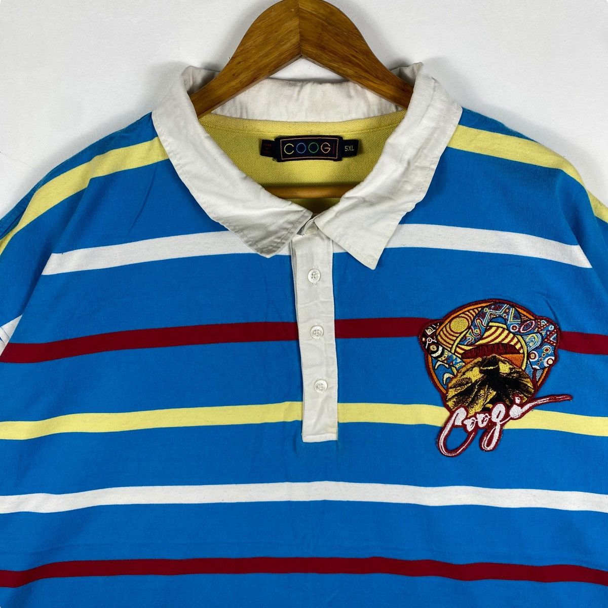 Coogi COOGI Embroidery Logo Striped Polo Shirt 5-Large Size Size US XXL / EU 58 / 5 - 2 Thumbnail