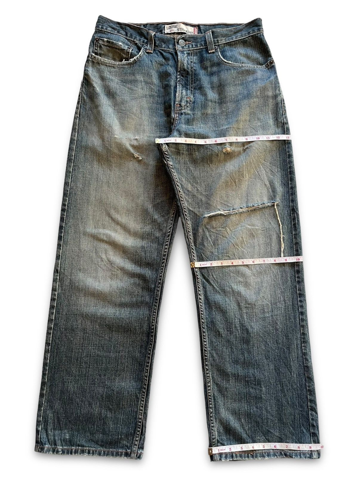 Levi's Vintage 80s Levis 569 Blue Wash Distressed Baggy Jeans 34x30 Size US 34 / EU 50 - 12 Thumbnail