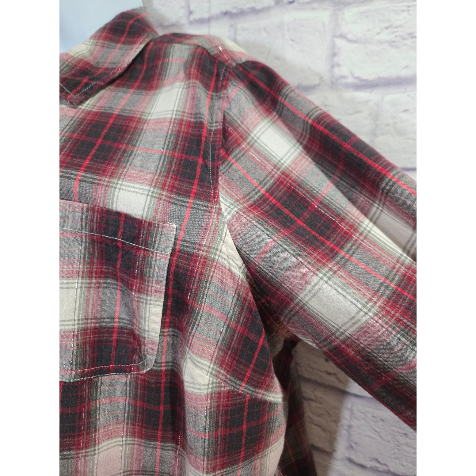 Other Cato Woman Red Burgundy Plaid Henley Top 18W/20W Plus Size XXL / US 16-18 / IT 52-54 - 3 Thumbnail