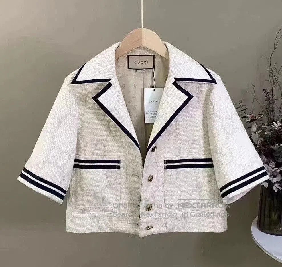 Gucci Logo Short Sleeve Jacket Outfit.
