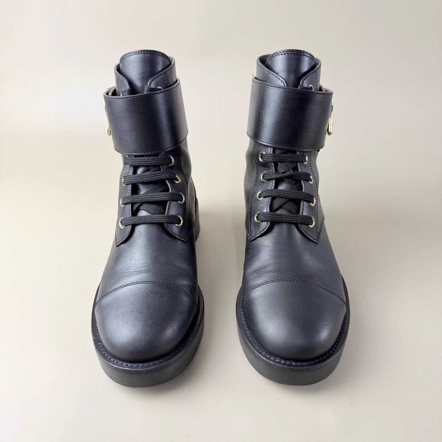 Louis Vuitton LV Black Gold Laced Lock Buckle Short Boots 35.5 Size US 4.5 / IT 34.5 - 2 Thumbnail