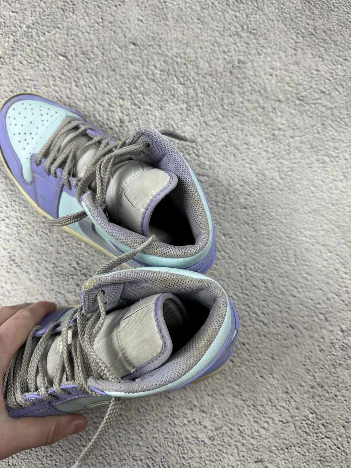 Nike Nike Jordan 1 Mid Purple Aqua Leather Sneakers Y2K Disressed Size US 8.5 / EU 41-42 - 15 Thumbnail