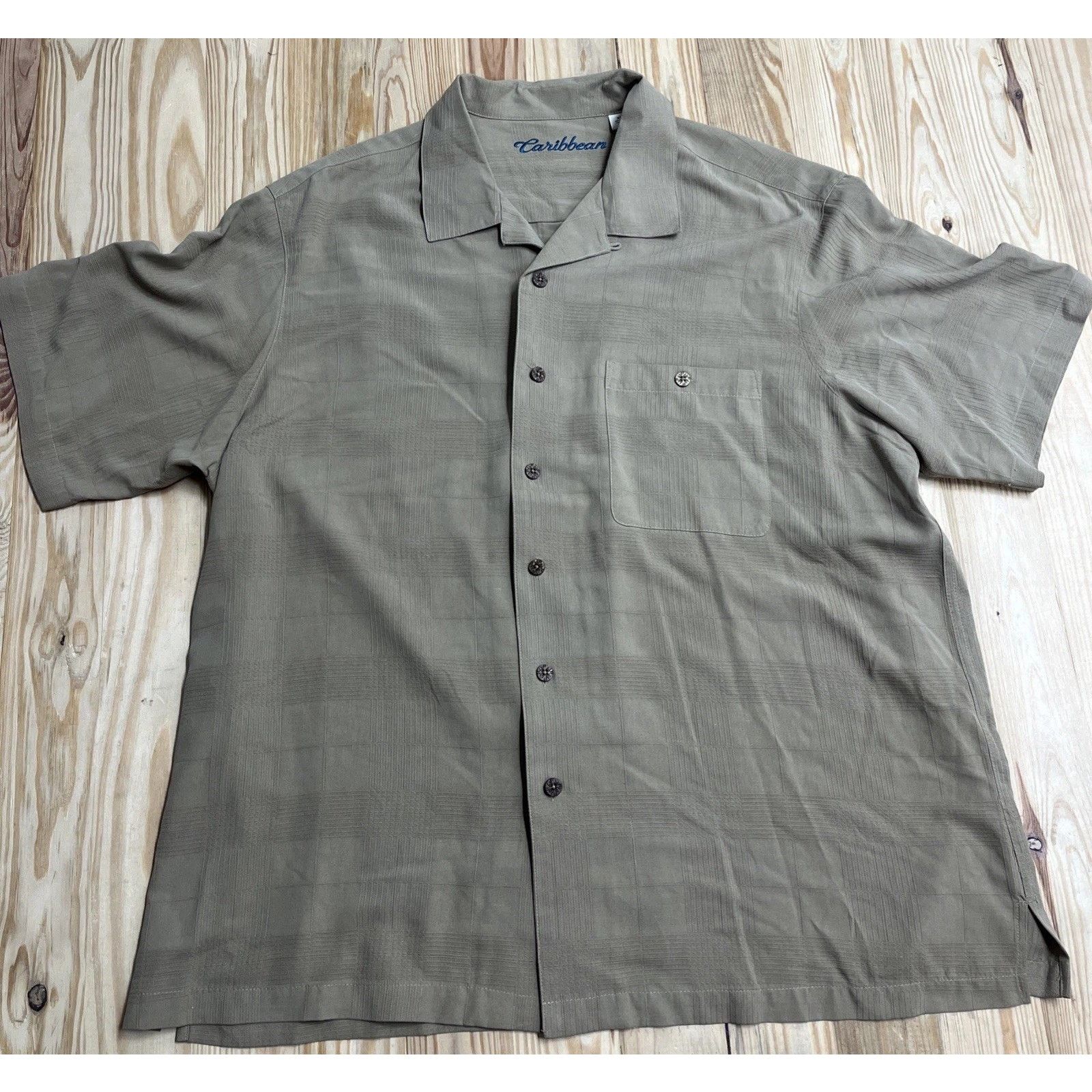Caribbean Caribbean Men's Green Palm Tree Collared Shirt Size XL Size US XL / EU 56 / 4 - 1 Thumbnail