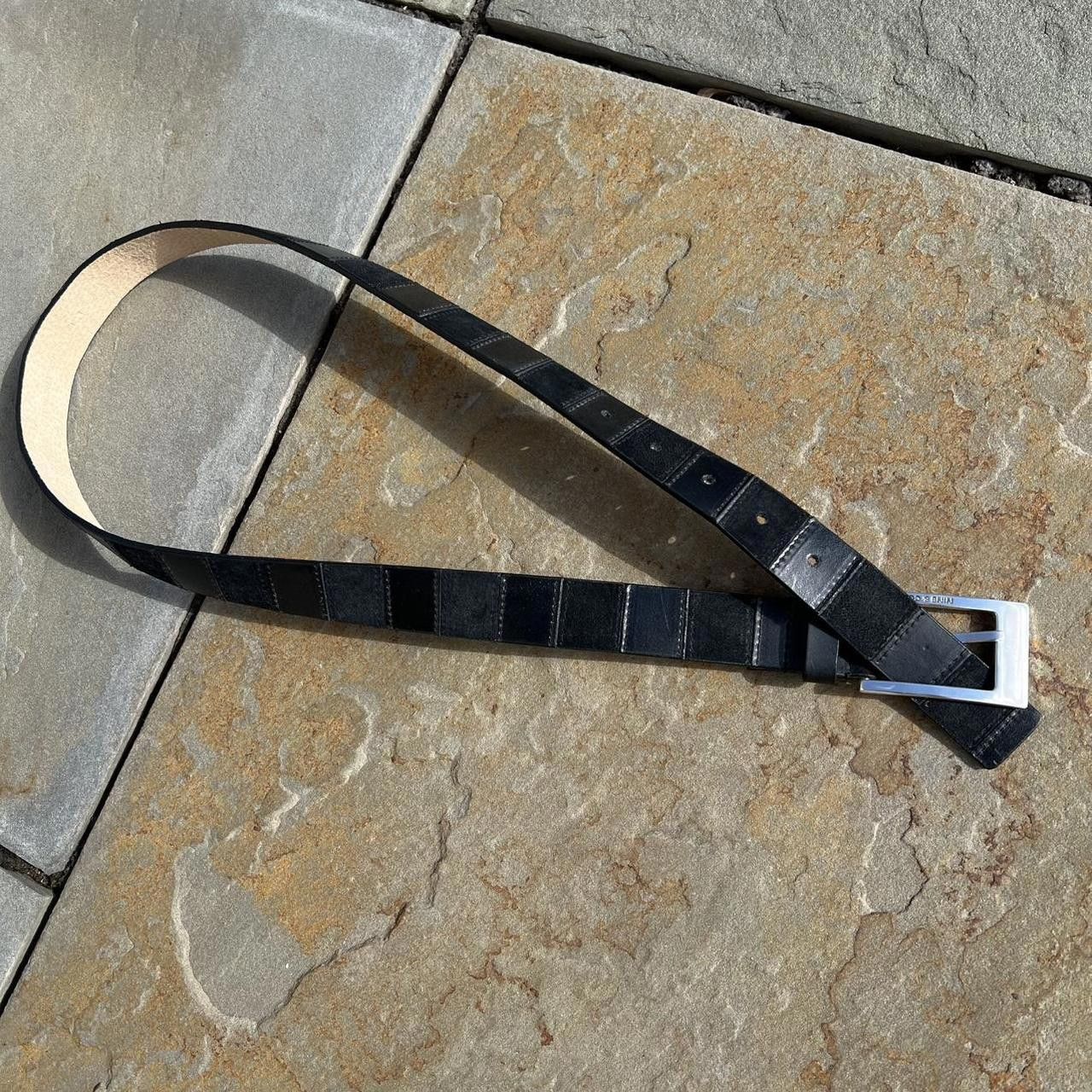 Vintage Neo-Vintage Y2K Black Leather + Suede Belt Size ONE SIZE - 1 Thumbnail