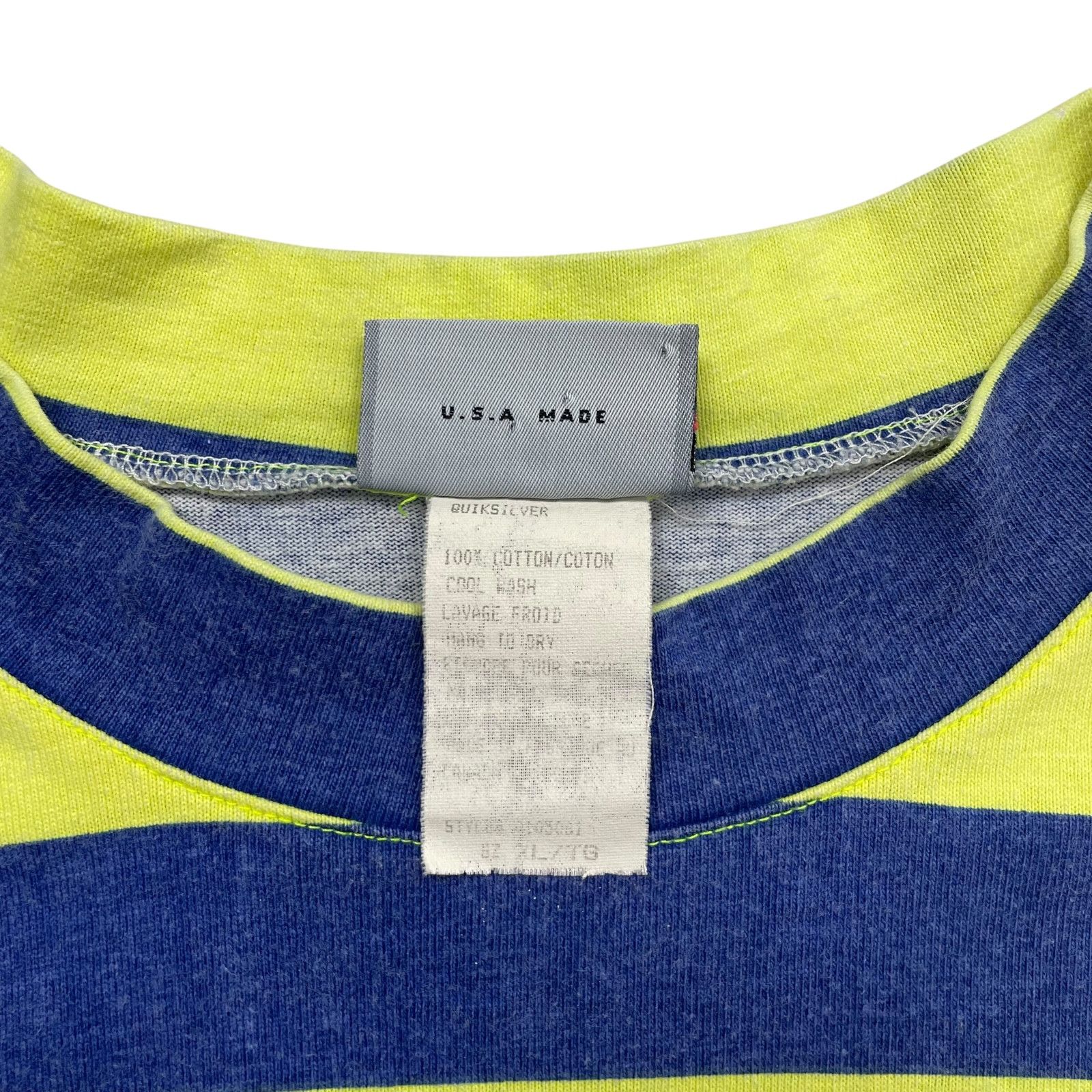 Quiksilver VTG 90s QUICKSILVER STRIPED LOGO SURF SKATE T-SHIRT NEON Size US XL / EU 56 / 4 - 6 Thumbnail